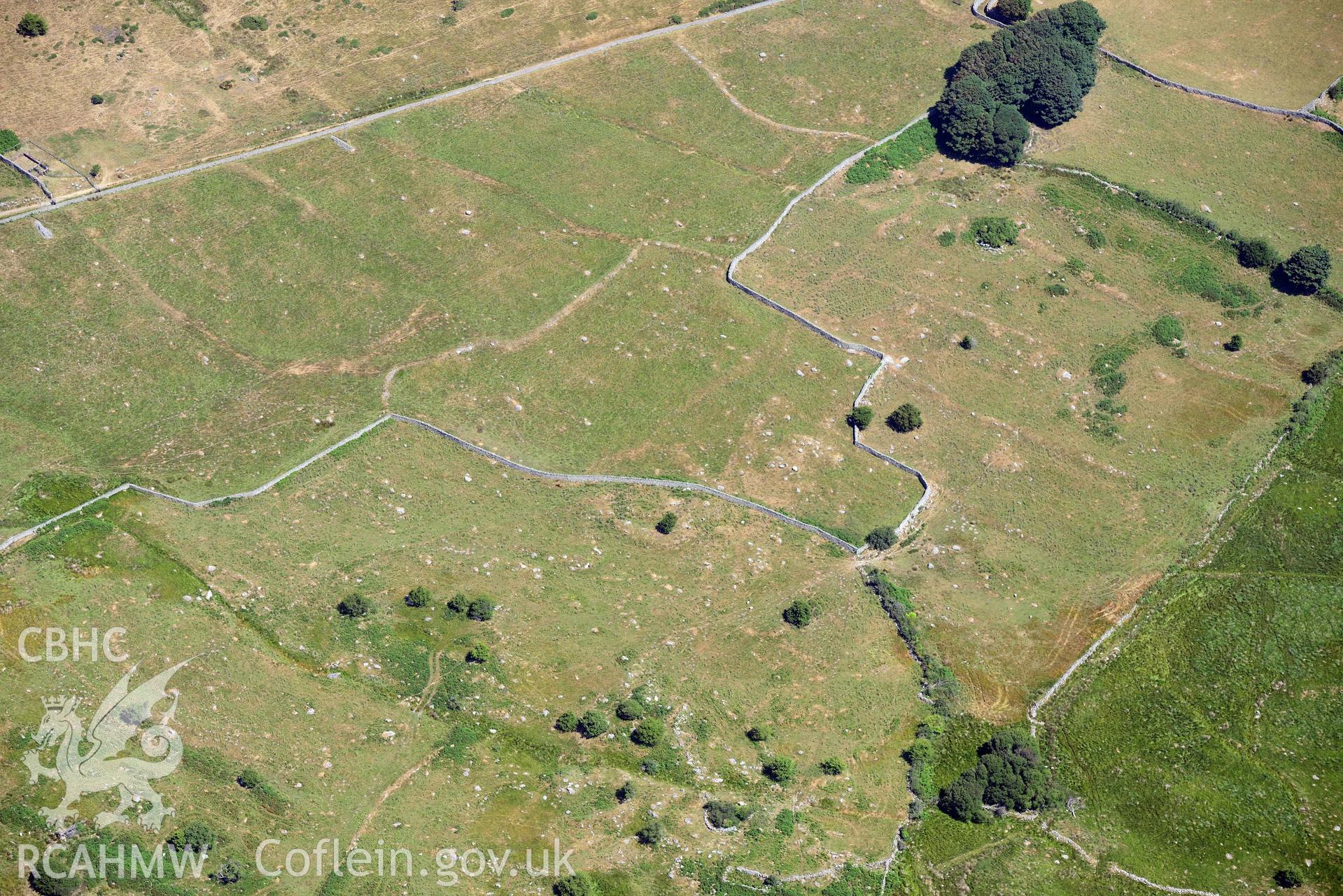 Aerial photograph: Roman road, Pen-y-parc, Rowen. Crown: CHERISH PROJECT 2018. Produced with EU funds through the Ireland Wales Co-operation Programme 2014-2020 (NGR: SH738716)