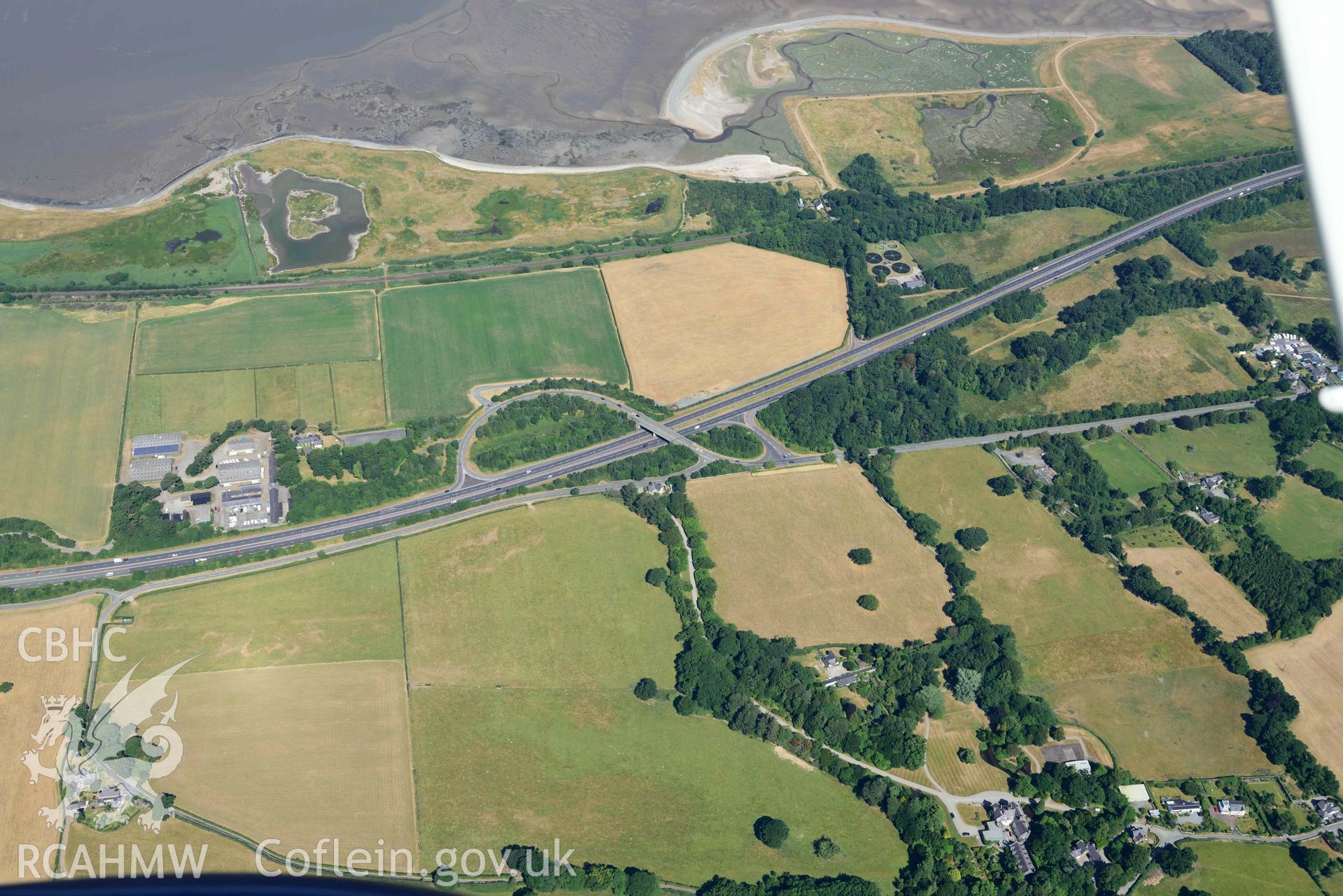 Aerial photograph: Roman road section approaching Gorddinog. Crown: CHERISH PROJECT 2018. Produced with EU funds through the Ireland Wales Co-operation Programme 2014-2020 (NGR: SH667734)