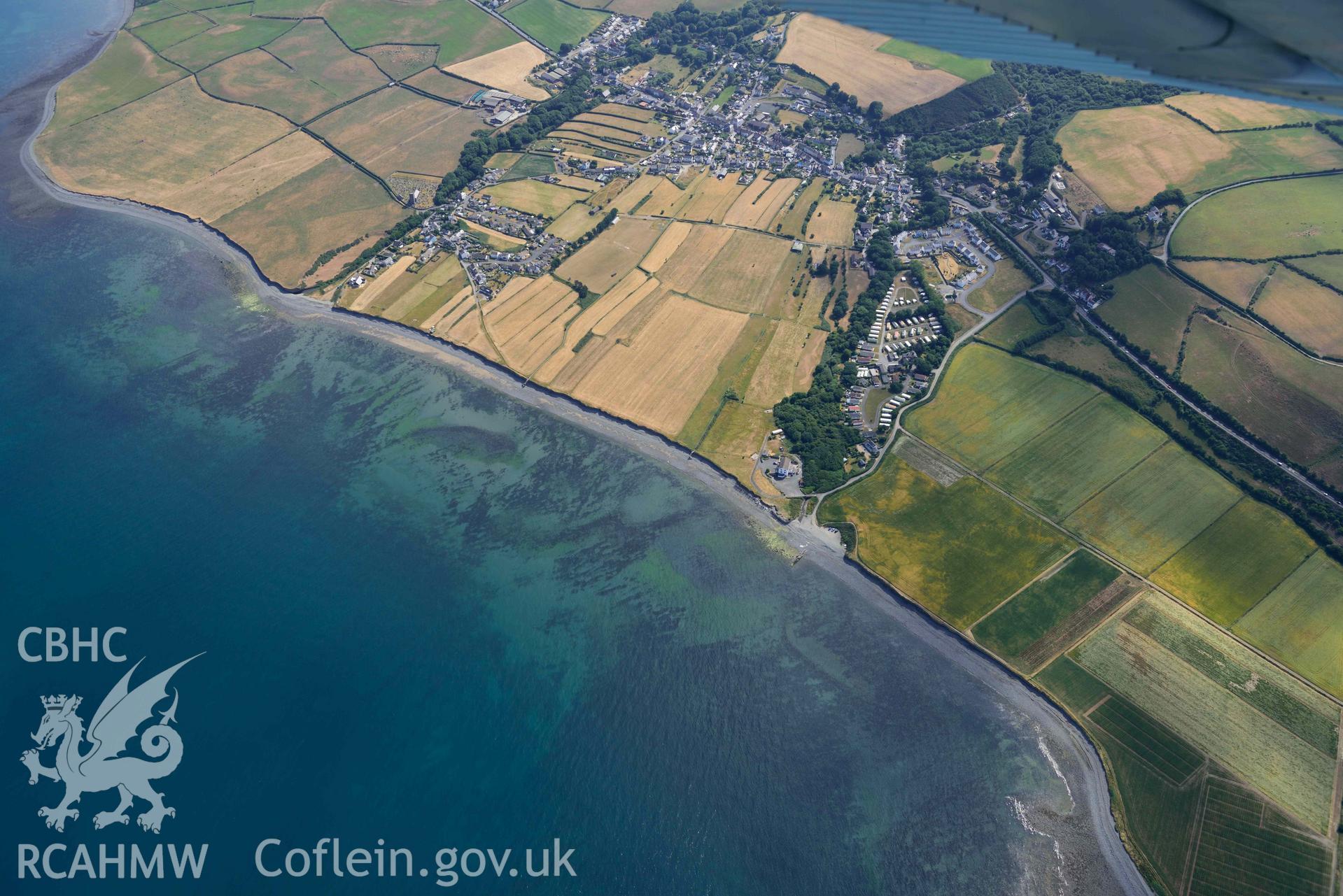 Aerial photograph: Llanon village. Crown: CHERISH PROJECT 2018. Produced with EU funds through the Ireland Wales Co-operation Programme 2014-2020 (NGR: SN512670)