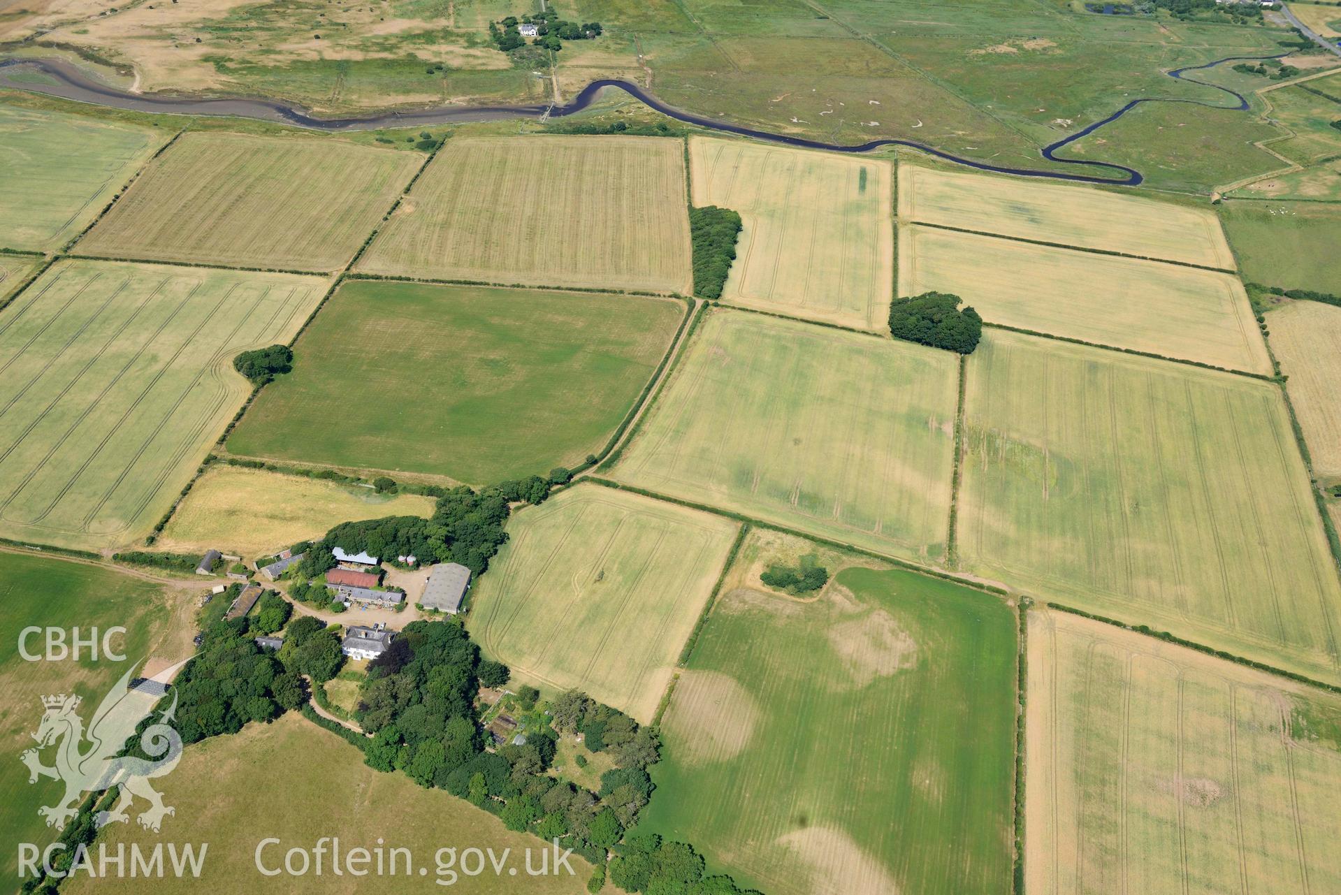 Aerial photograph: Rhuddgaer garden and farm. Crown: CHERISH PROJECT 2018. Produced with EU funds through the Ireland Wales Co-operation Programme 2014-2020 (NGR: SH445642)