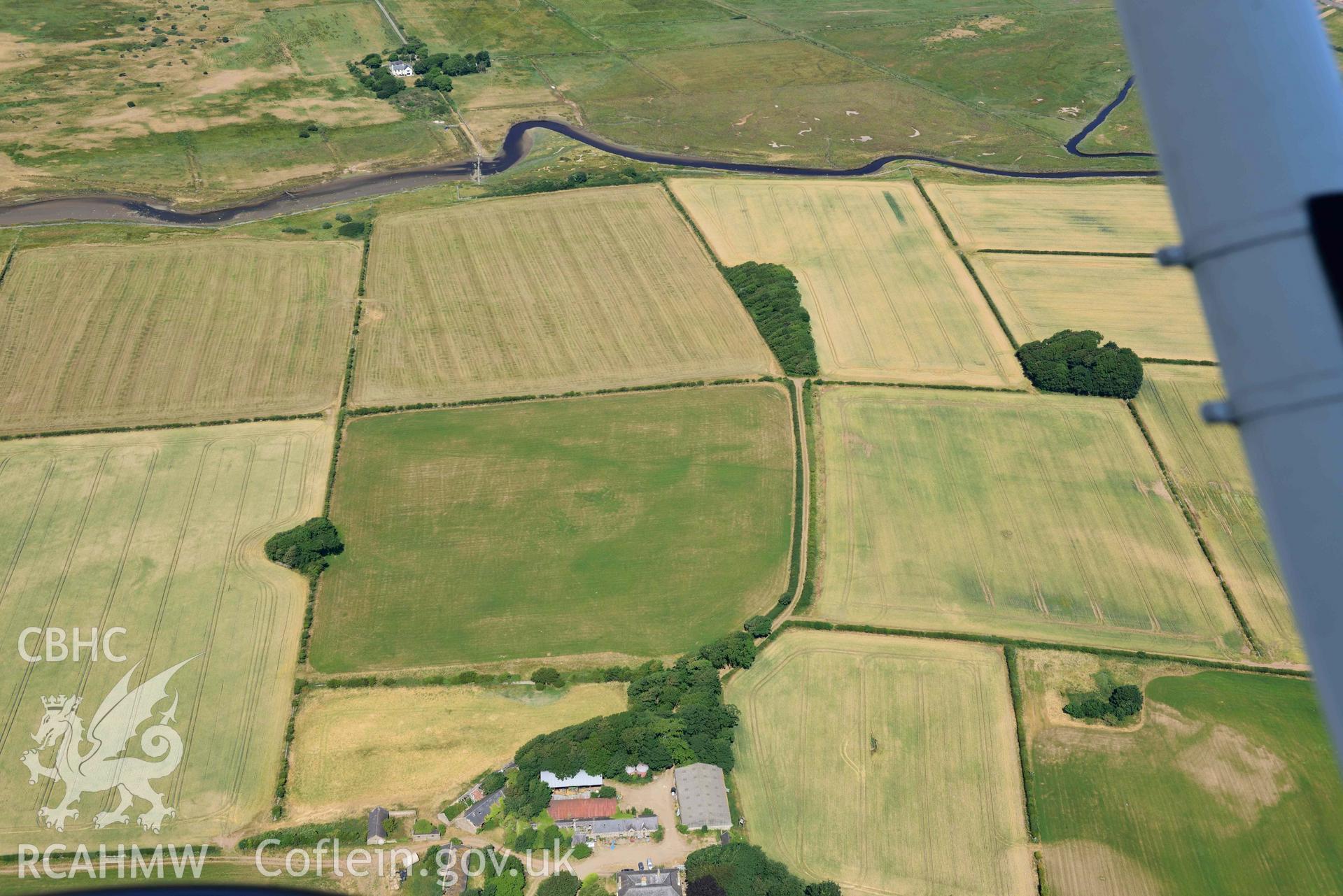 Aerial photograph: Rhuddgaer garden and farm. Crown: CHERISH PROJECT 2018. Produced with EU funds through the Ireland Wales Co-operation Programme 2014-2020 (NGR: SH445642)