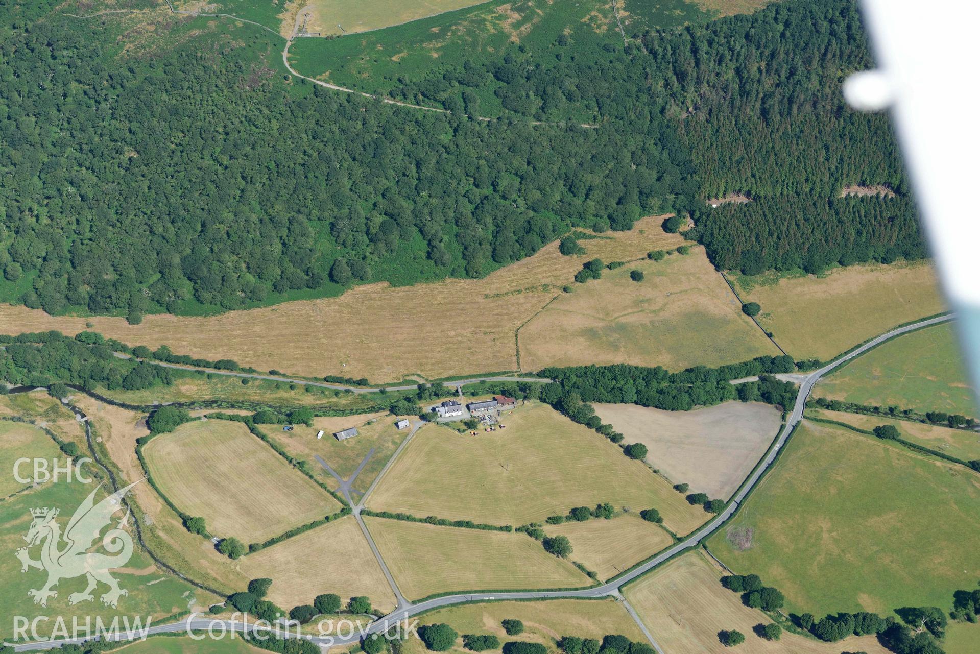 Aerial photograph: Cedris Farm, with parchmarks of drainage ditches. Crown: CHERISH PROJECT 2018. Produced with EU funds through the Ireland Wales Co-operation Programme 2014-2020 (NGR: SH690080)