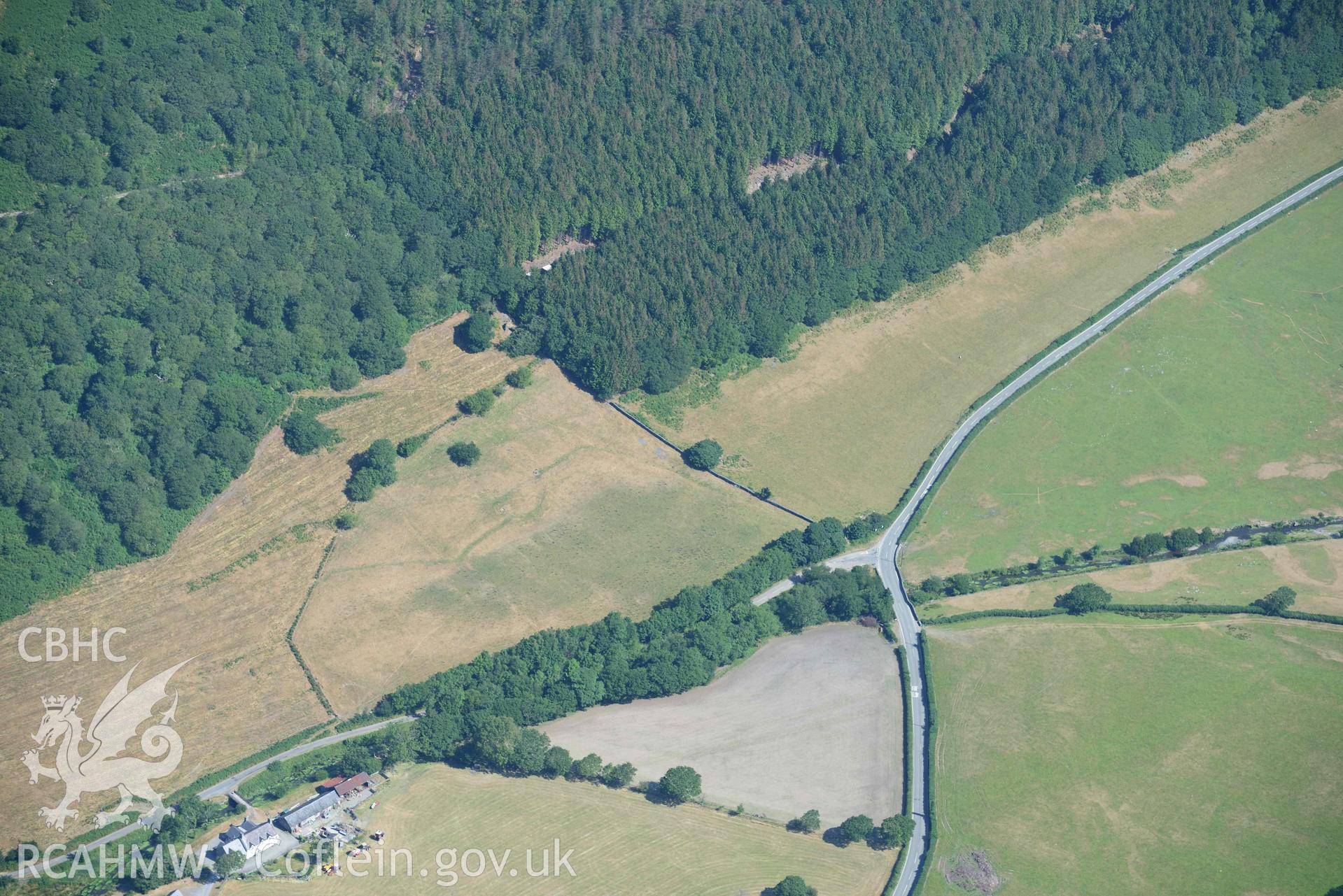 Aerial photograph: Cedris Farm, with parchmarks of drainage ditches. Crown: CHERISH PROJECT 2018. Produced with EU funds through the Ireland Wales Co-operation Programme 2014-2020 (NGR: SH690080)