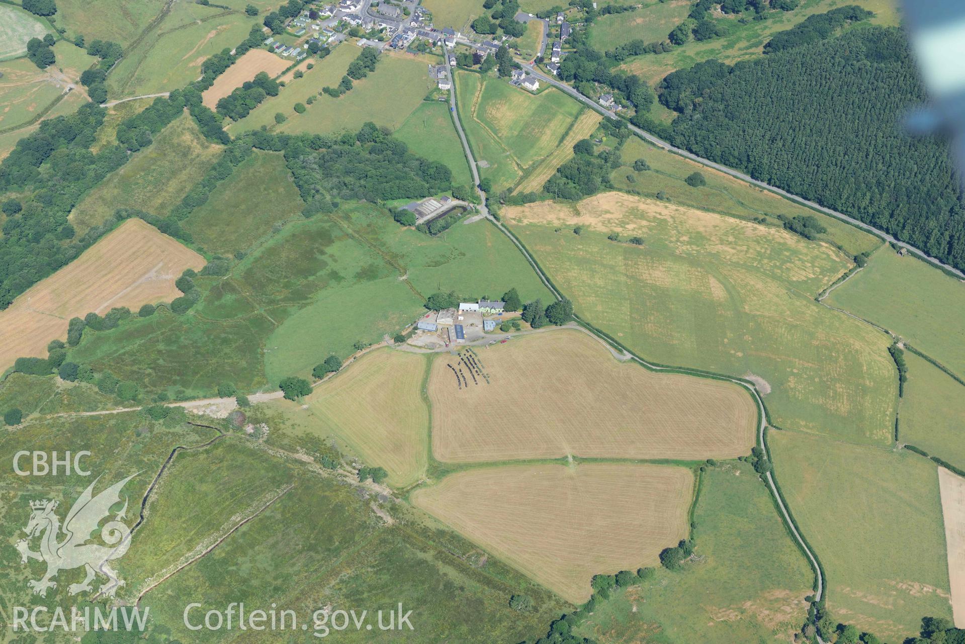 Aerial photograph: Cefn Gaer Roman fort, Pennal. Crown: CHERISH PROJECT 2018. Produced with EU funds through the Ireland Wales Co-operation Programme 2014-2020 (NGR: SH704000)