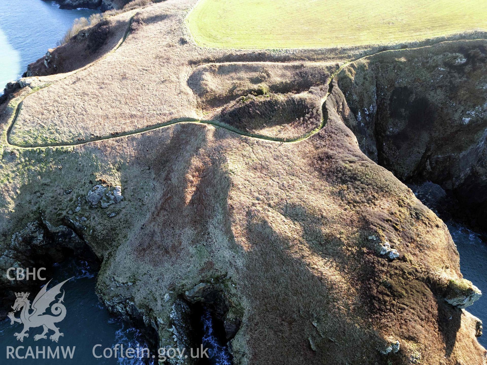 Howney Stone Rath; Mini 3 drone photograph from north showing house platforms