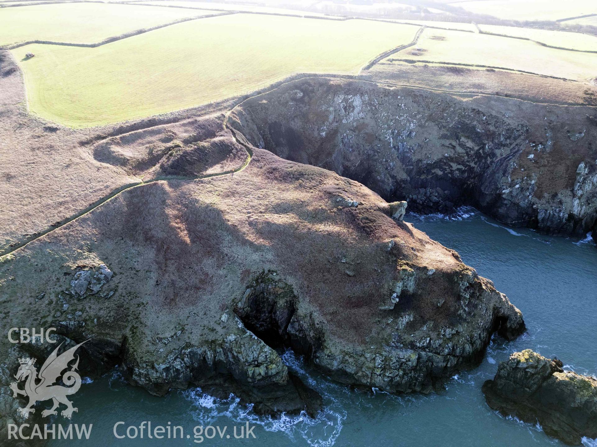 Howney Stone Rath; Mini 3 drone photograph from north-east showing house platforms