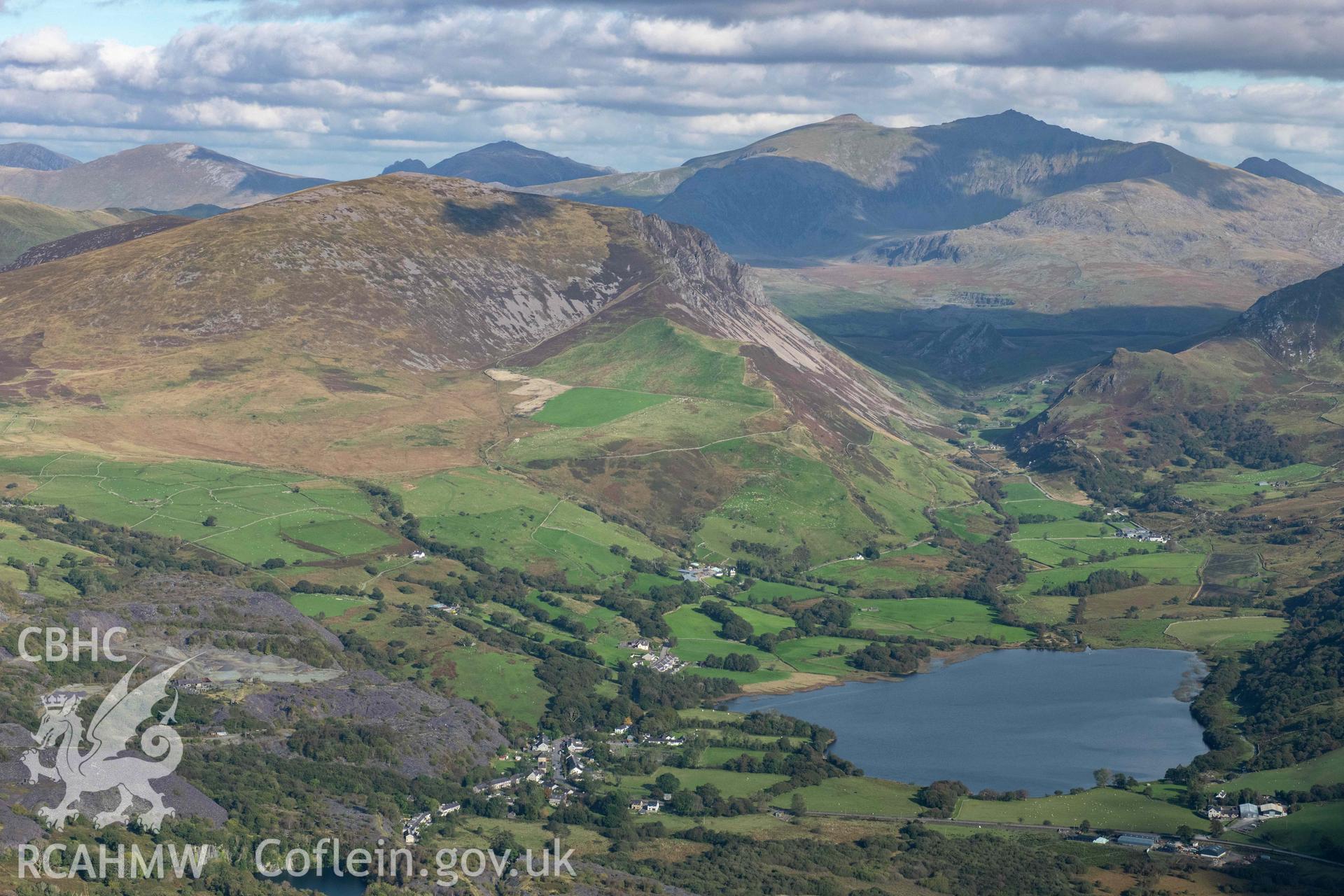 Nantlle village, view looking east to Wyddfa/Snowdon