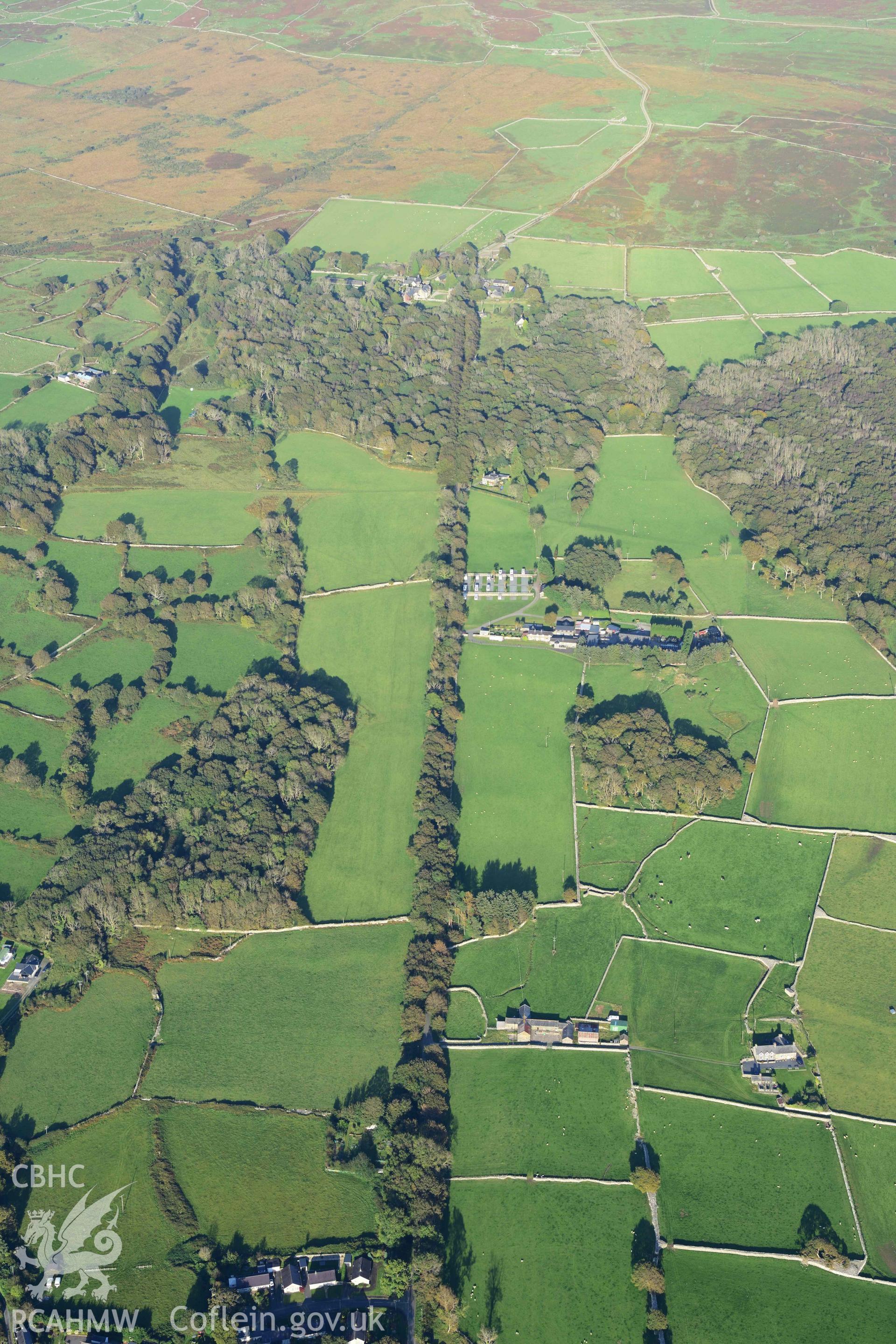 Cors y Gedol, garden and landscape; approach driveway from west