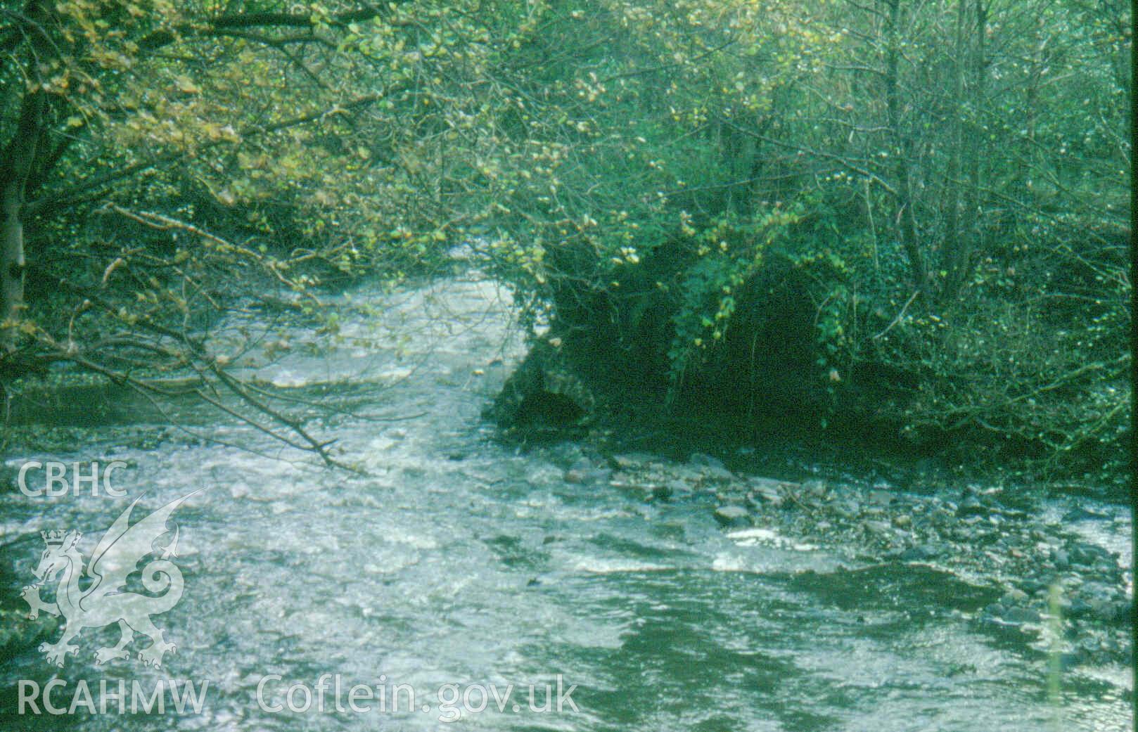 Clydach Upper Forge looking upstream to tailrace arch and broken dam (Slide ID: SRHNPRN704S3)