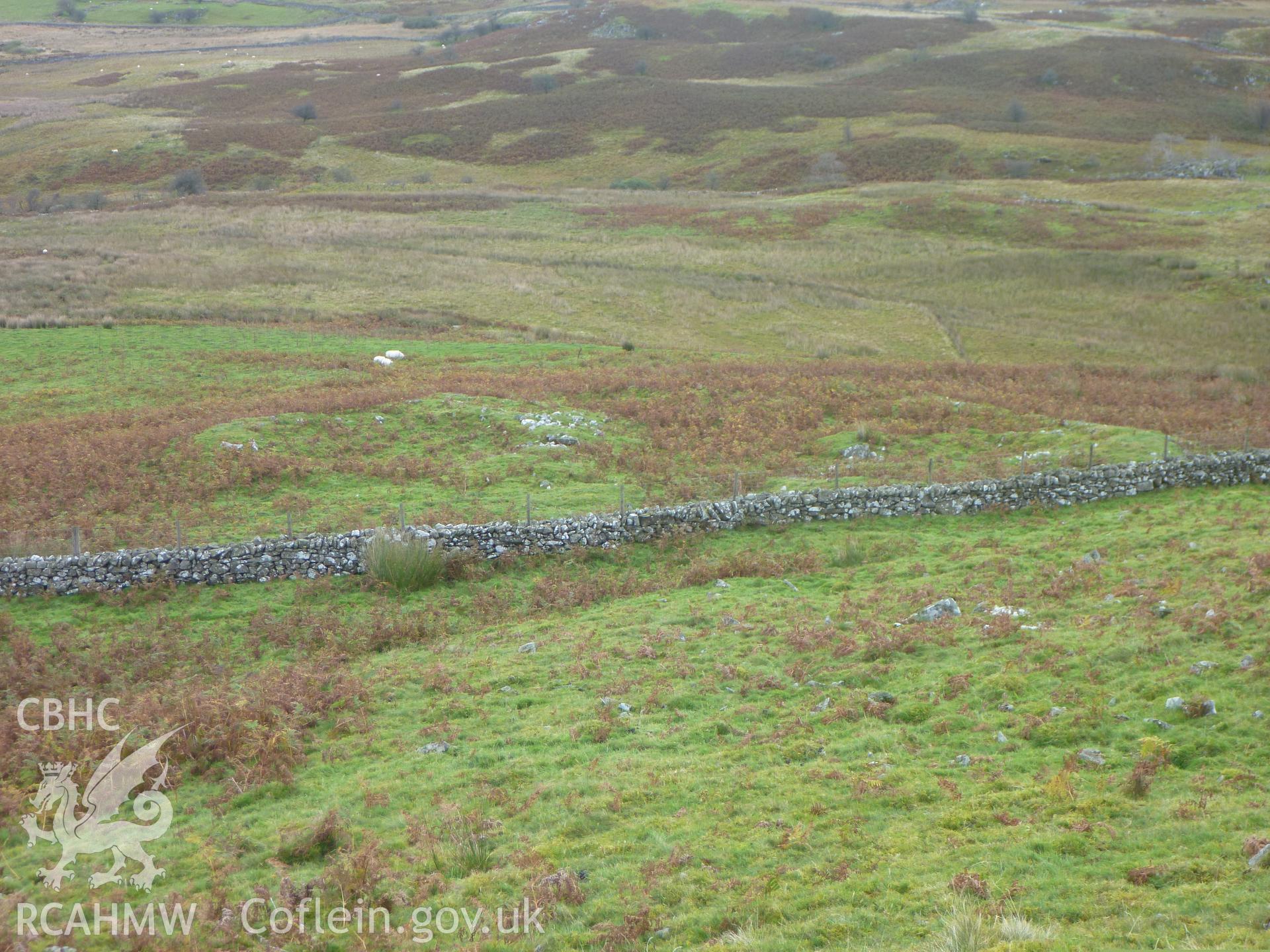 Ffridd Bod-y-Fuddau Enclosed Settlement I, view over settlement facing west