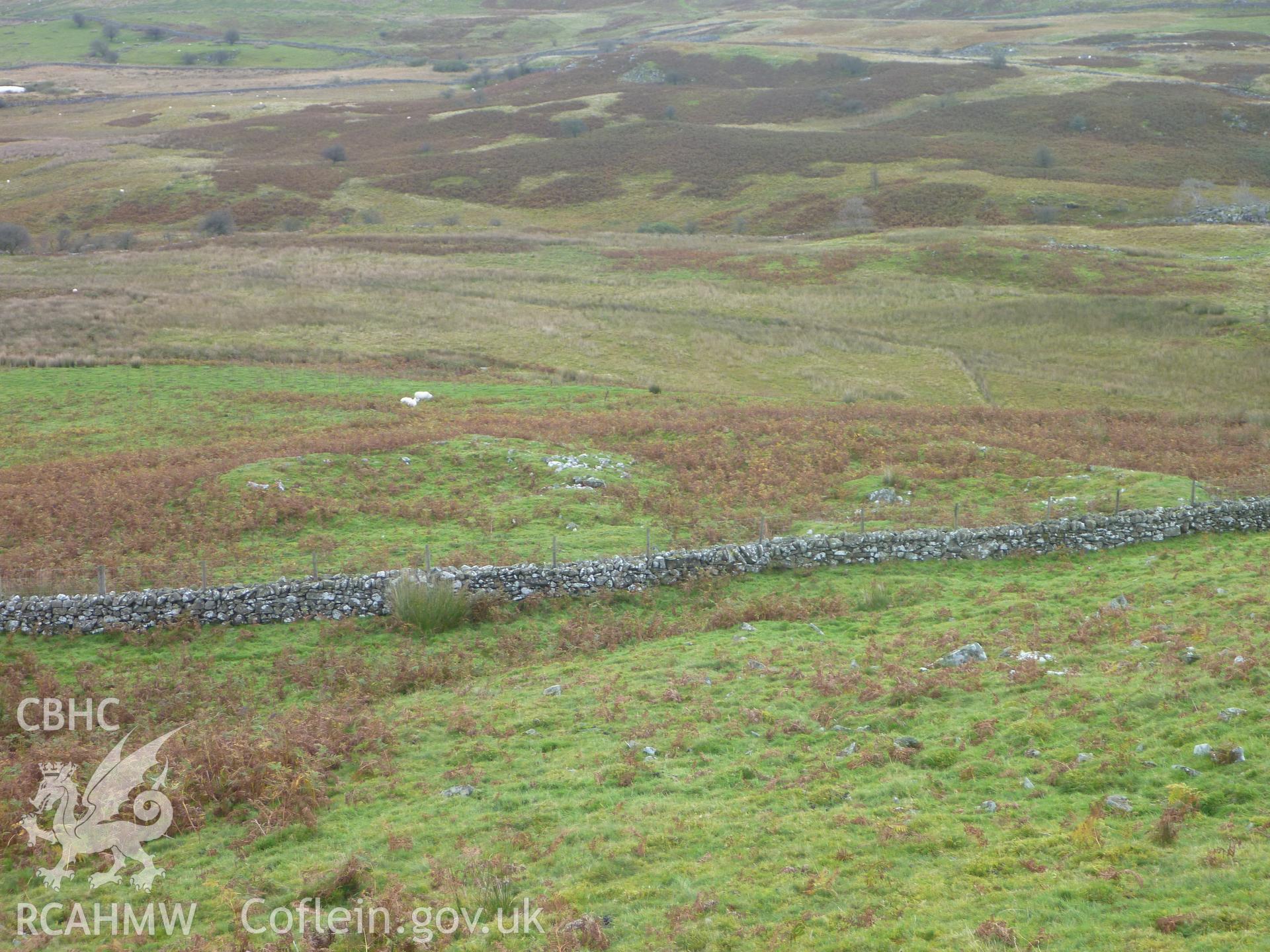 Ffridd Bod-y-Fuddau Enclosed Settlement I, view over settlement facing west