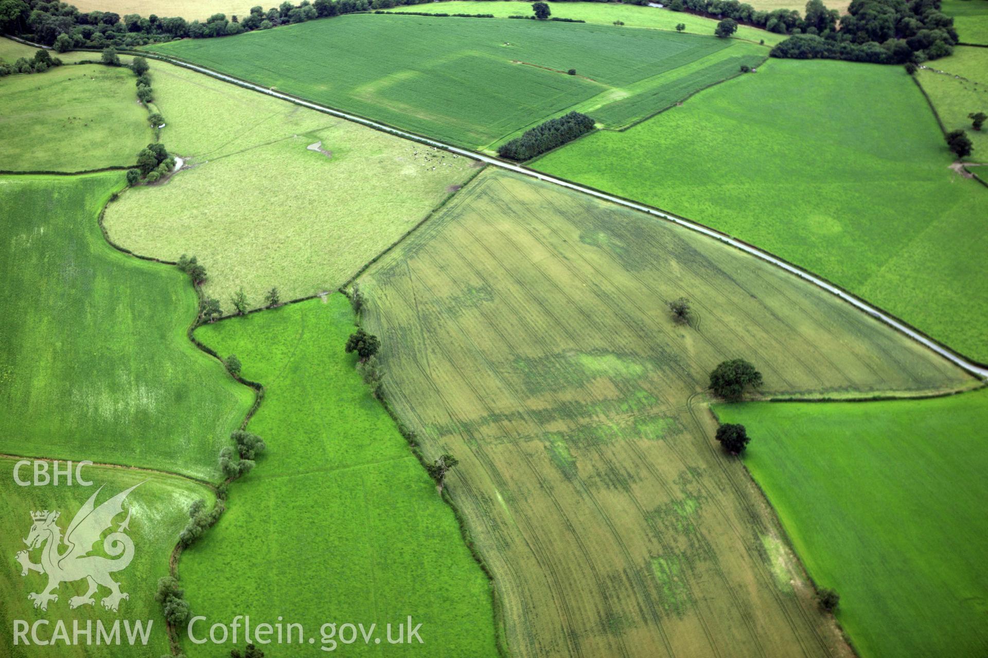 RCAHMW colour oblique aerial photograph of Forden Gaer Roman Camp. Taken on 23 July 2009 by Toby Driver