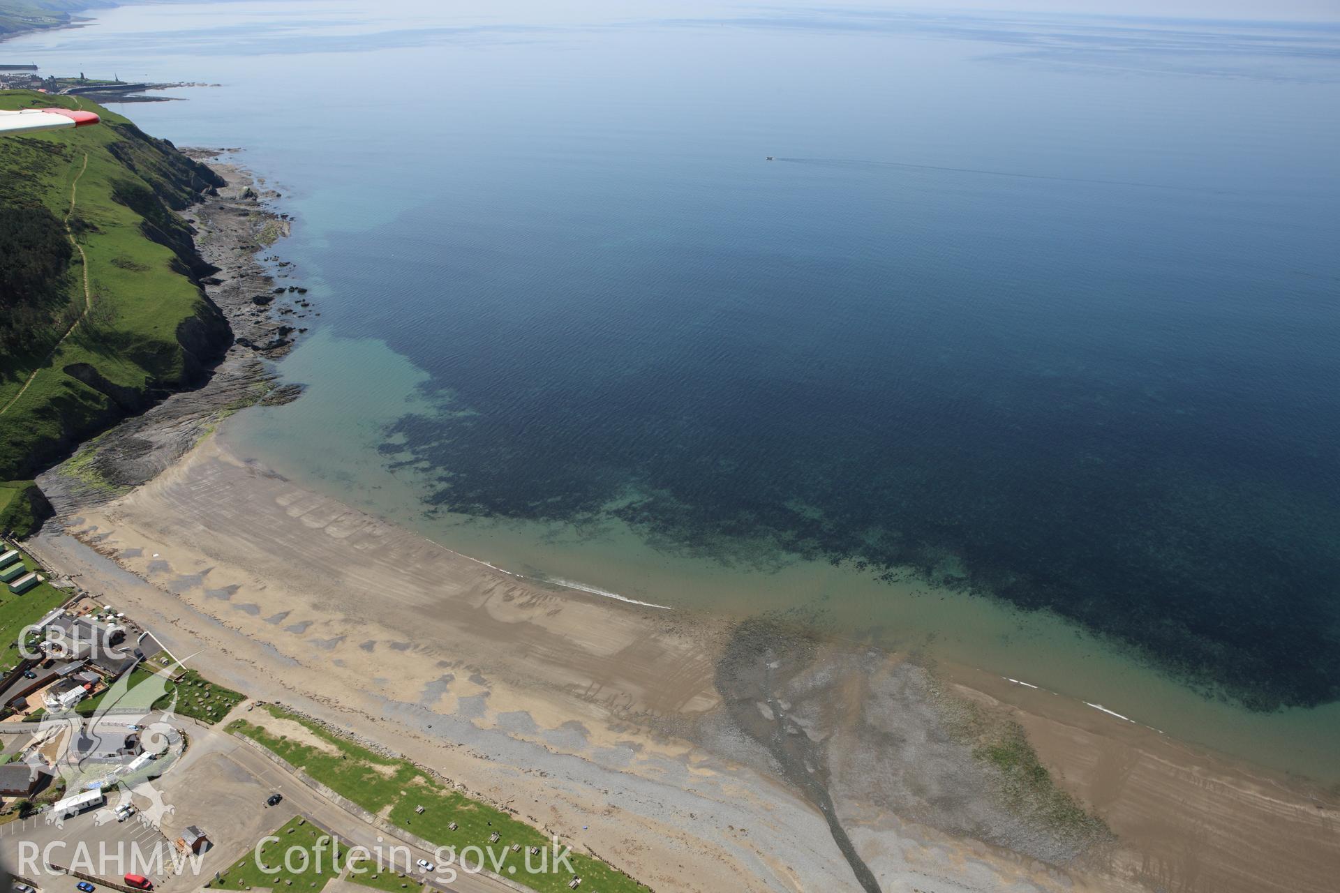 RCAHMW colour oblique aerial photograph of Clarach Bay. Taken on 02 June 2009 by Toby Driver