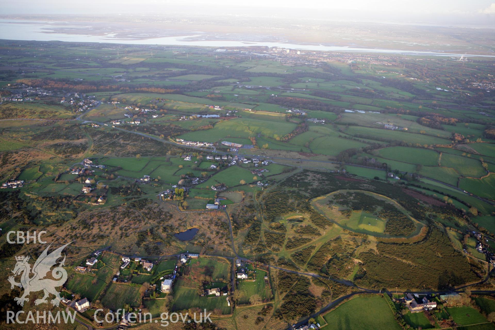 RCAHMW colour oblique aerial photograph of Moel-y-Gaer Camp and hillfort. Taken on 10 December 2009 by Toby Driver