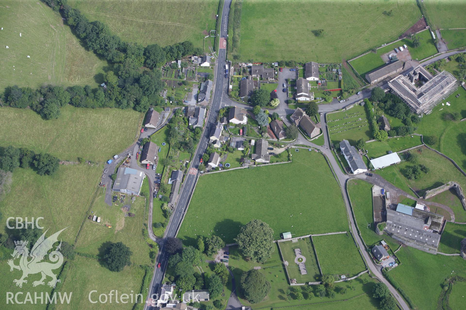 RCAHMW colour oblique aerial photograph of Tretower Shrunken Settlement. Taken on 23 July 2009 by Toby Driver