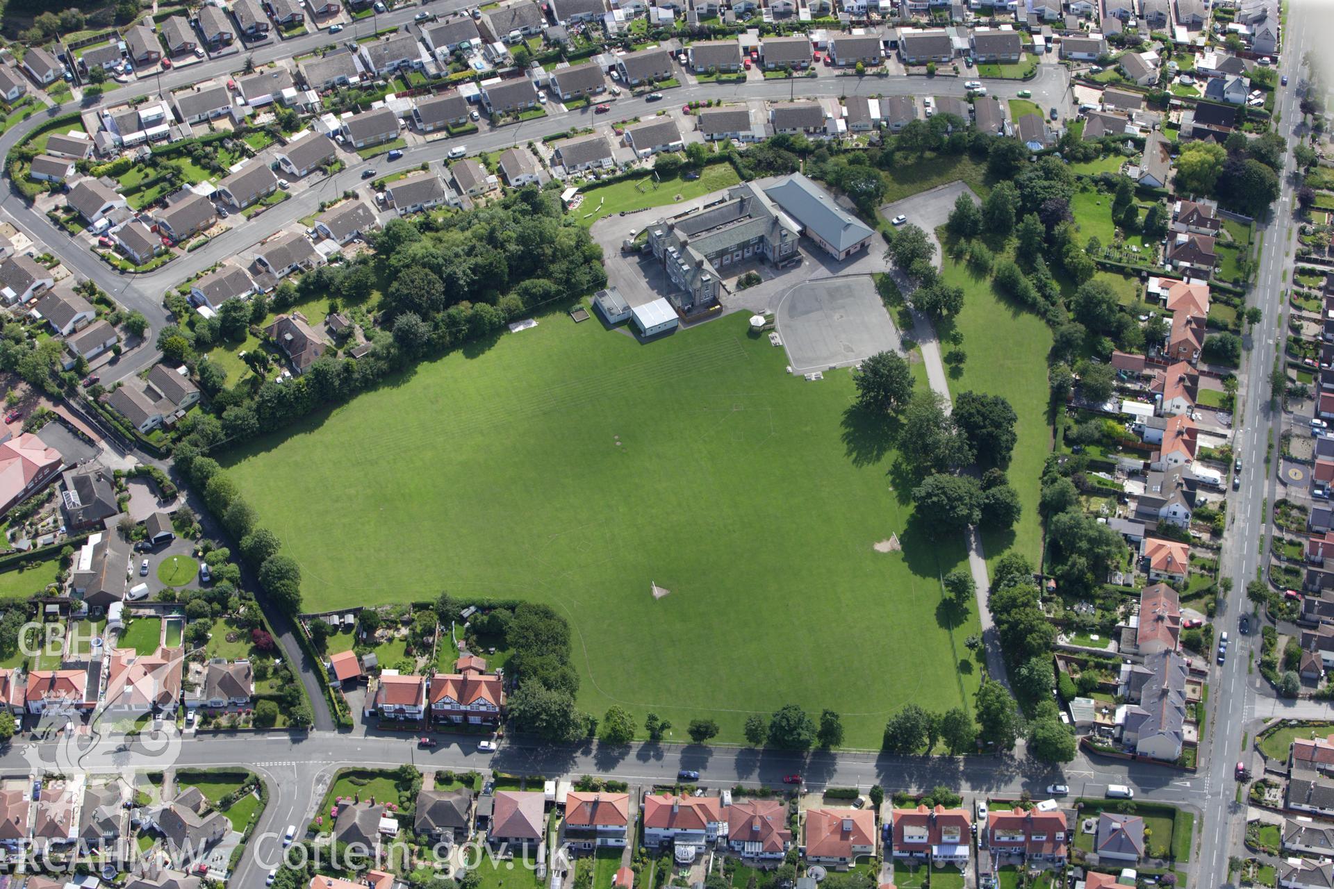 RCAHMW colour oblique aerial photograph of Prestatyn Roman Site. Taken on 30 July 2009 by Toby Driver