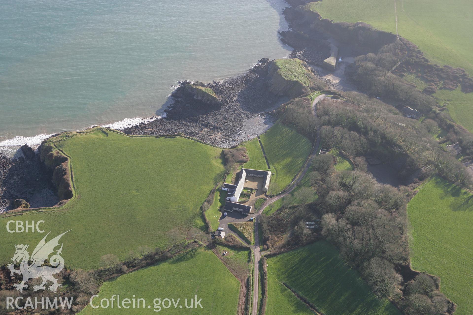 RCAHMW colour oblique aerial photograph of Stackpole Quay Farm. Taken on 28 January 2009 by Toby Driver