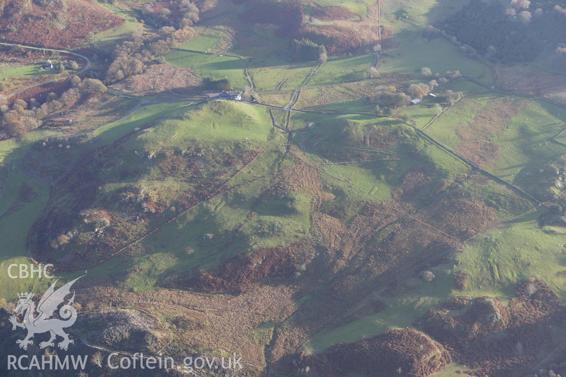 RCAHMW colour oblique aerial photograph of Storehouse Rabbit Warren, Pontrhydygroes, and surrounding landscape. Taken on 09 November 2009 by Toby Driver