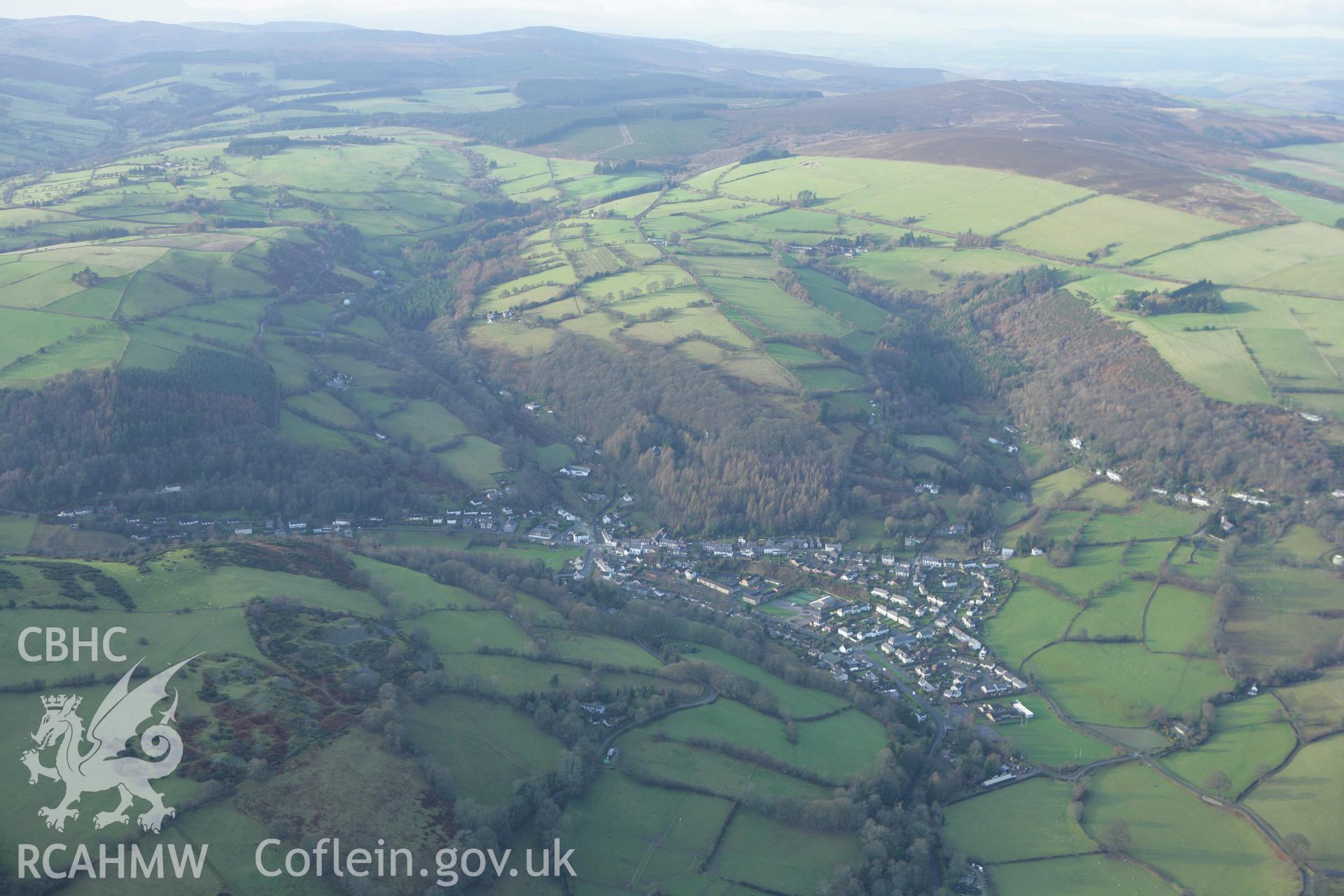 RCAHMW colour oblique aerial photograph of Glyn Ceiriog. Taken on 10 December 2009 by Toby Driver