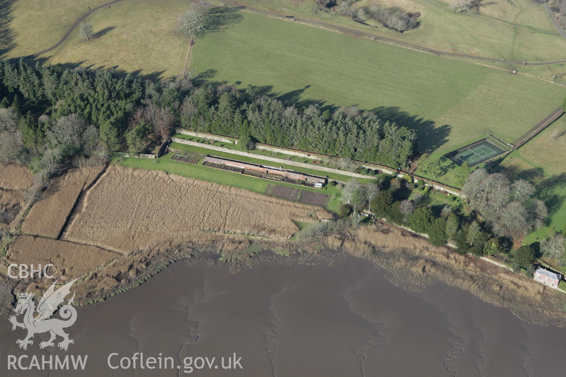 RCAHMW colour oblique aerial photograph of Slebech Park Garden. Taken on 28 January 2009 by Toby Driver