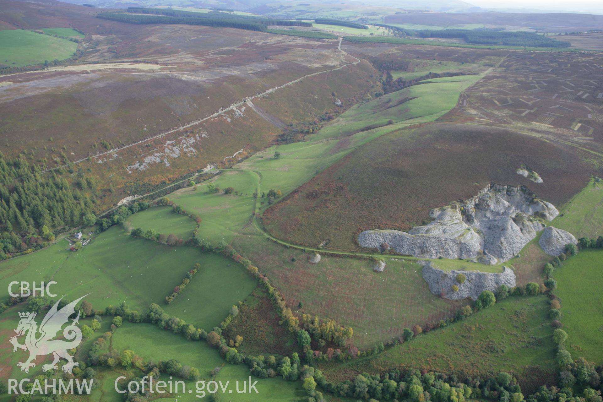 RCAHMW colour oblique aerial photograph of Deeside Slab Quarry. Taken on 13 October 2009 by Toby Driver