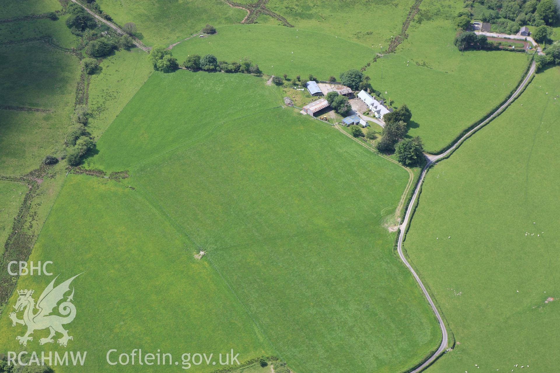 RCAHMW colour oblique aerial photograph of Cefn Caer Roman Fort, Pennal. Taken on 02 June 2009 by Toby Driver