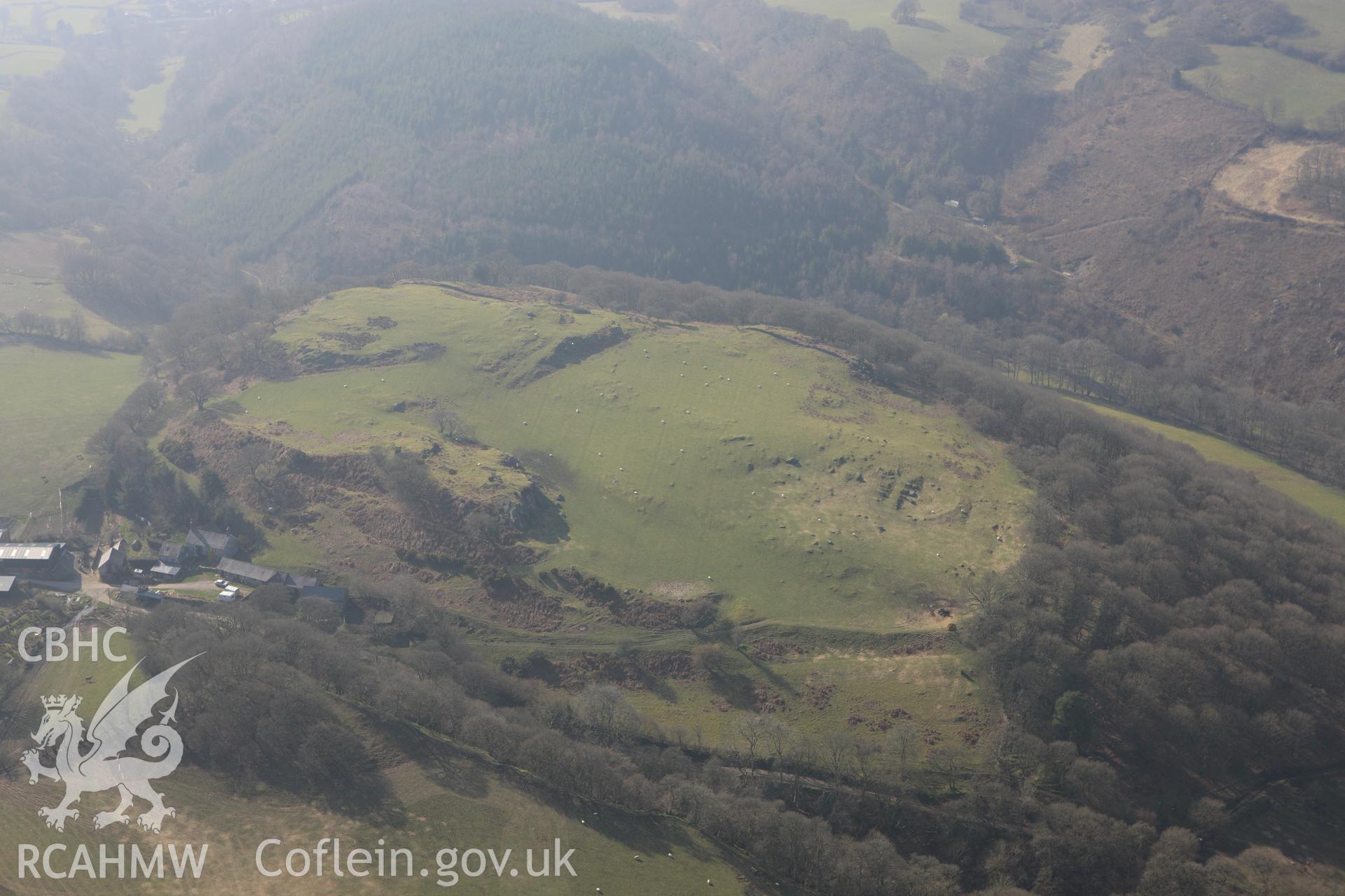 RCAHMW colour oblique photograph of Dinas Melin y Wig hillfort. Taken by Toby Driver on 18/03/2009.