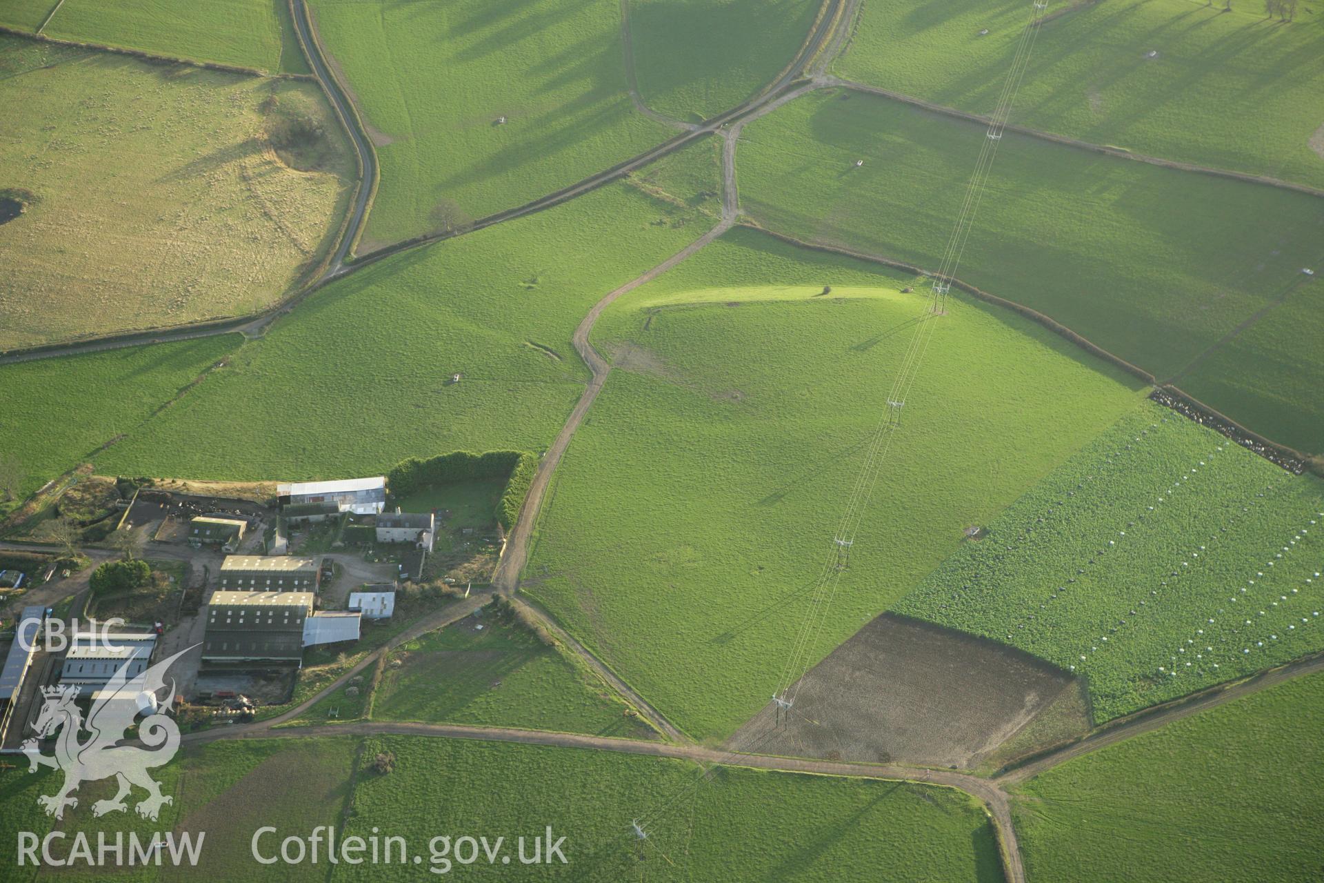 RCAHMW colour oblique photograph of Faedre, earthworks. Taken by Toby Driver on 10/12/2009.