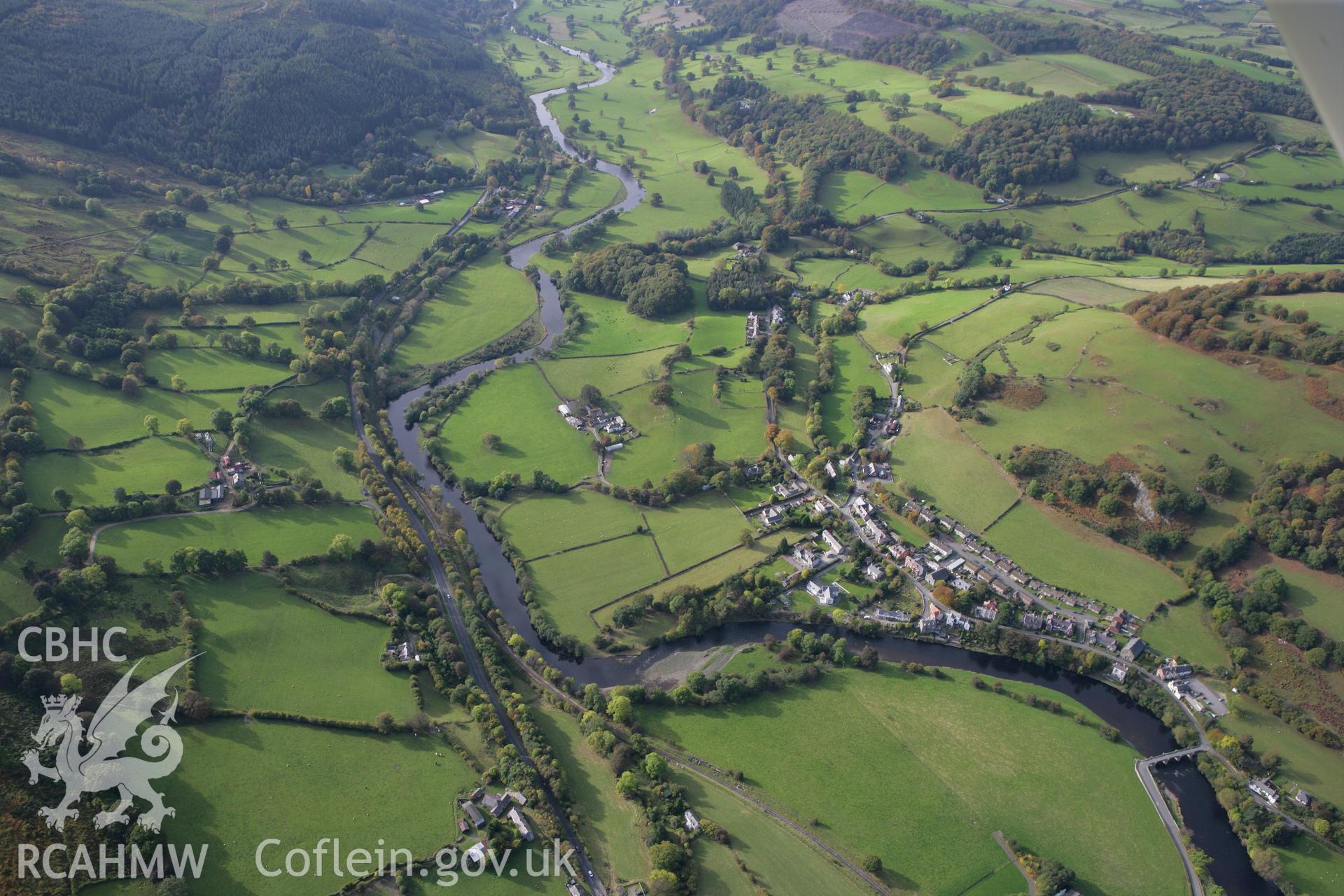 RCAHMW colour oblique aerial photograph of Pont Carrog. Taken on 13 October 2009 by Toby Driver