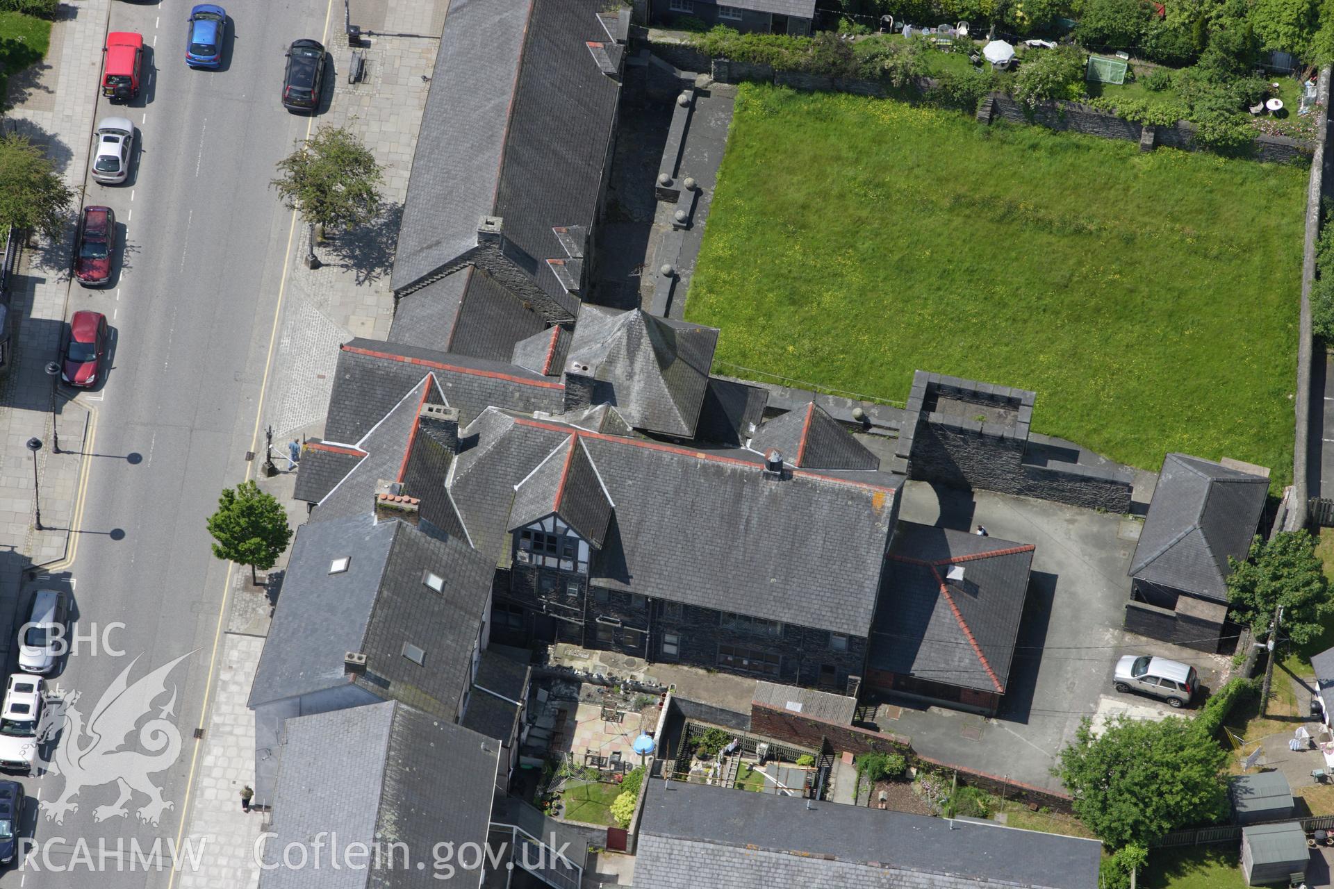 RCAHMW colour oblique aerial photograph of Parliament House, Maengwyn Street, Machynlleth Taken on 02 June 2009 by Toby Driver