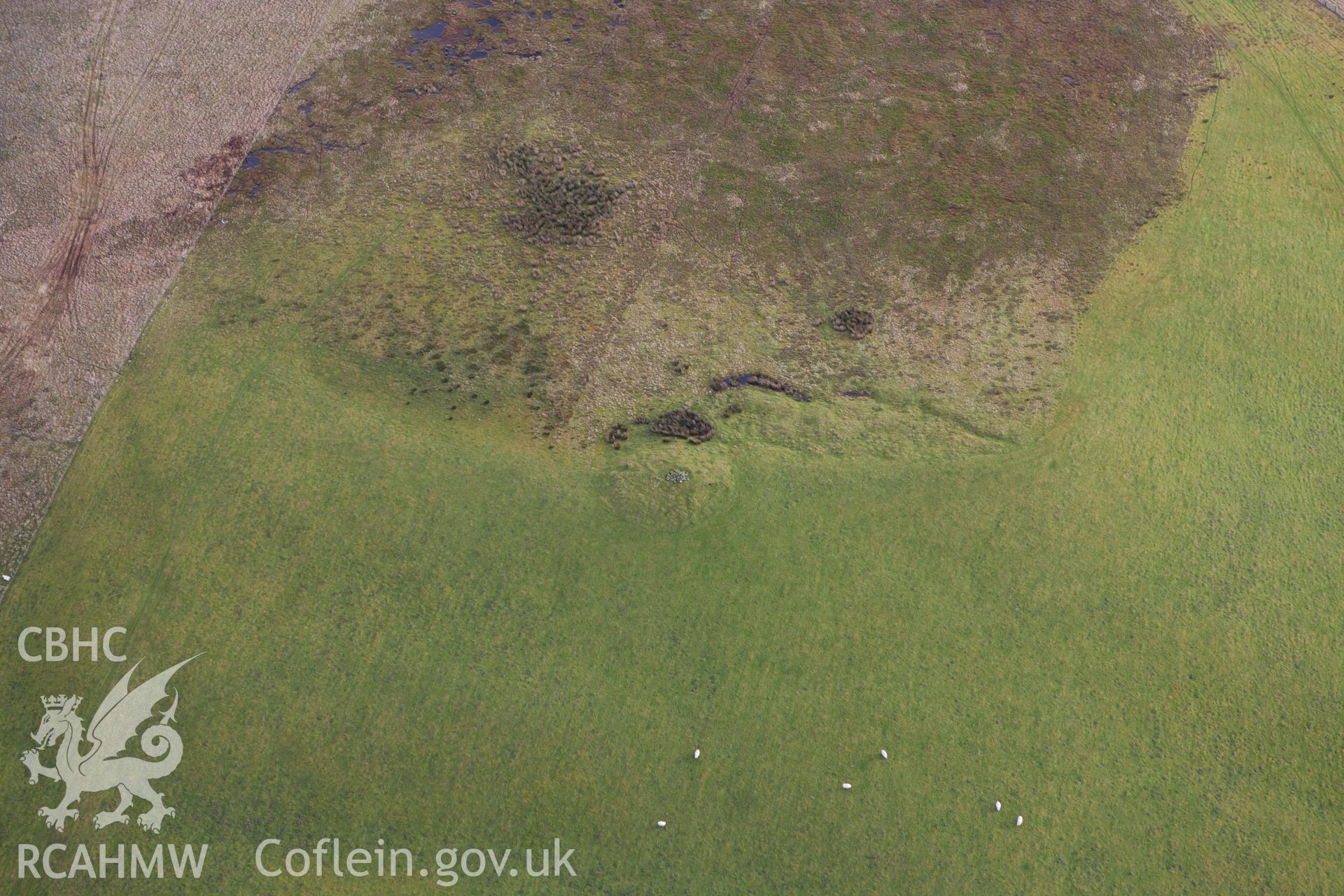 RCAHMW colour oblique aerial photograph of Pegwn Fach Cairn. Taken on 10 December 2009 by Toby Driver