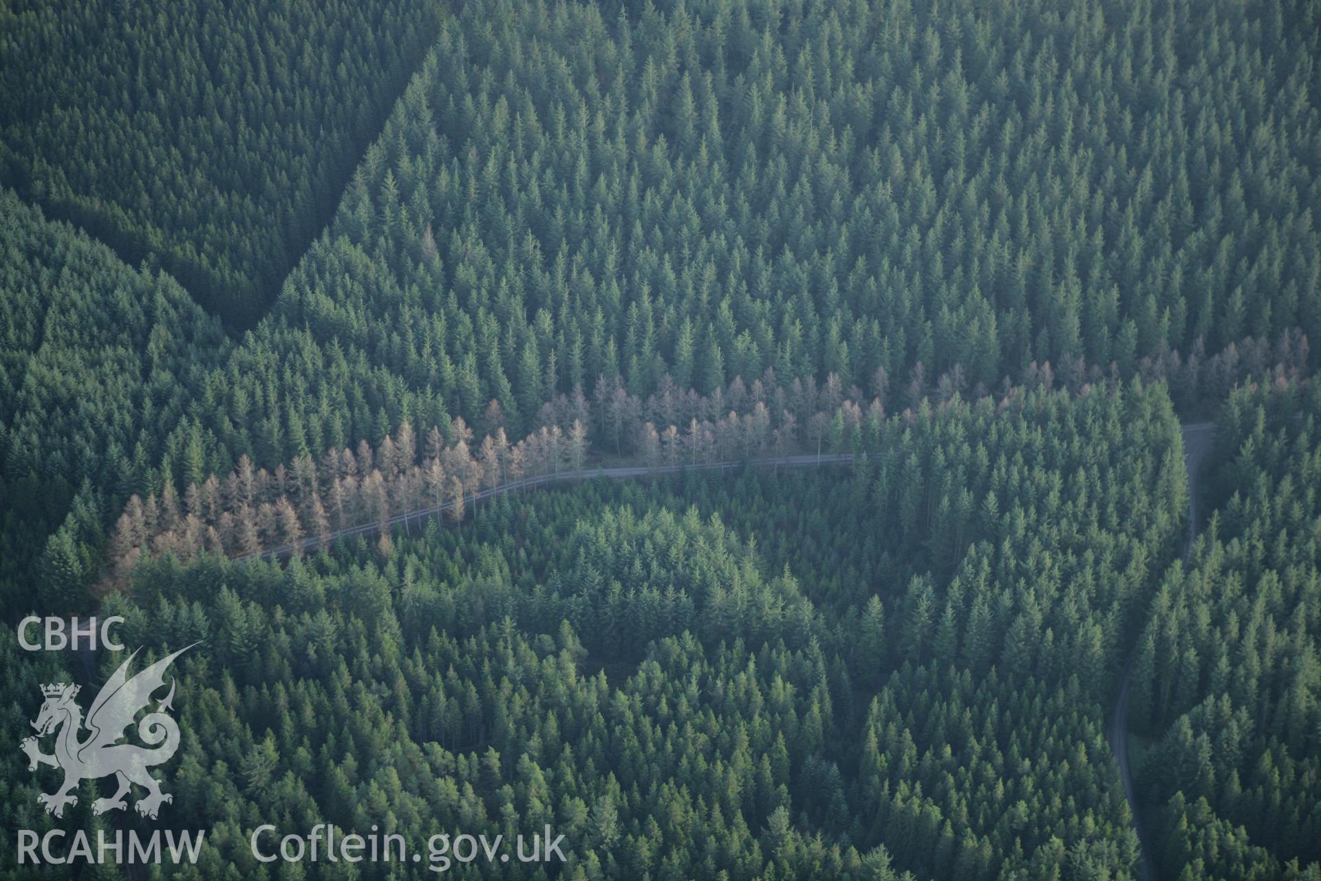 RCAHMW colour oblique aerial photograph of Bryn Beddau South Cairn. Taken on 10 December 2009 by Toby Driver