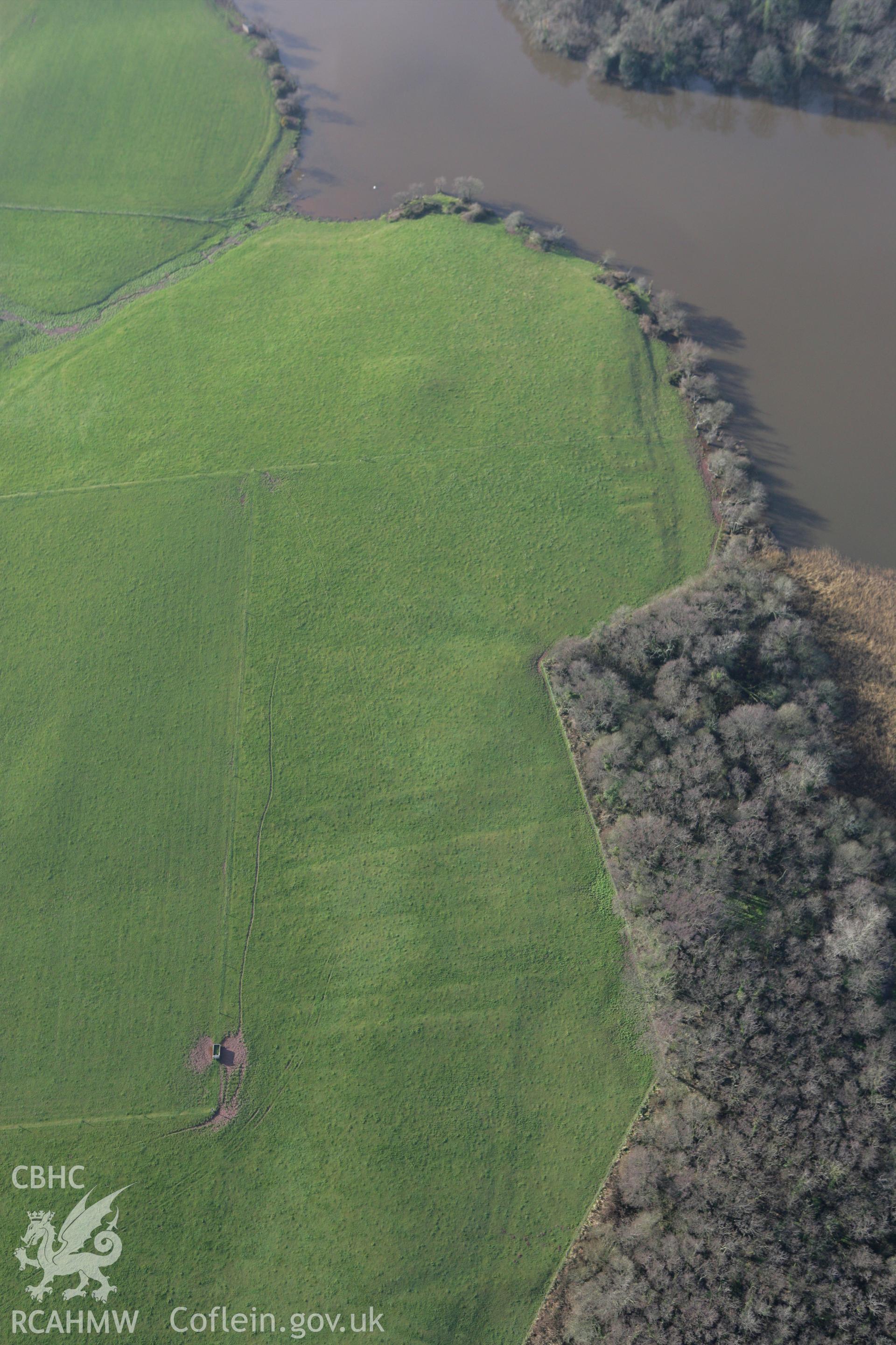 RCAHMW colour oblique aerial photograph of Orielton Home Farm Barrow II. Taken on 28 January 2009 by Toby Driver