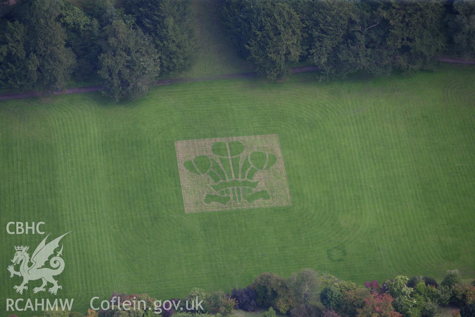 RCAHMW colour oblique aerial photograph of Powis Castle Park and Gardens, Welshpool. Taken on 30 July 2009 by Toby Driver