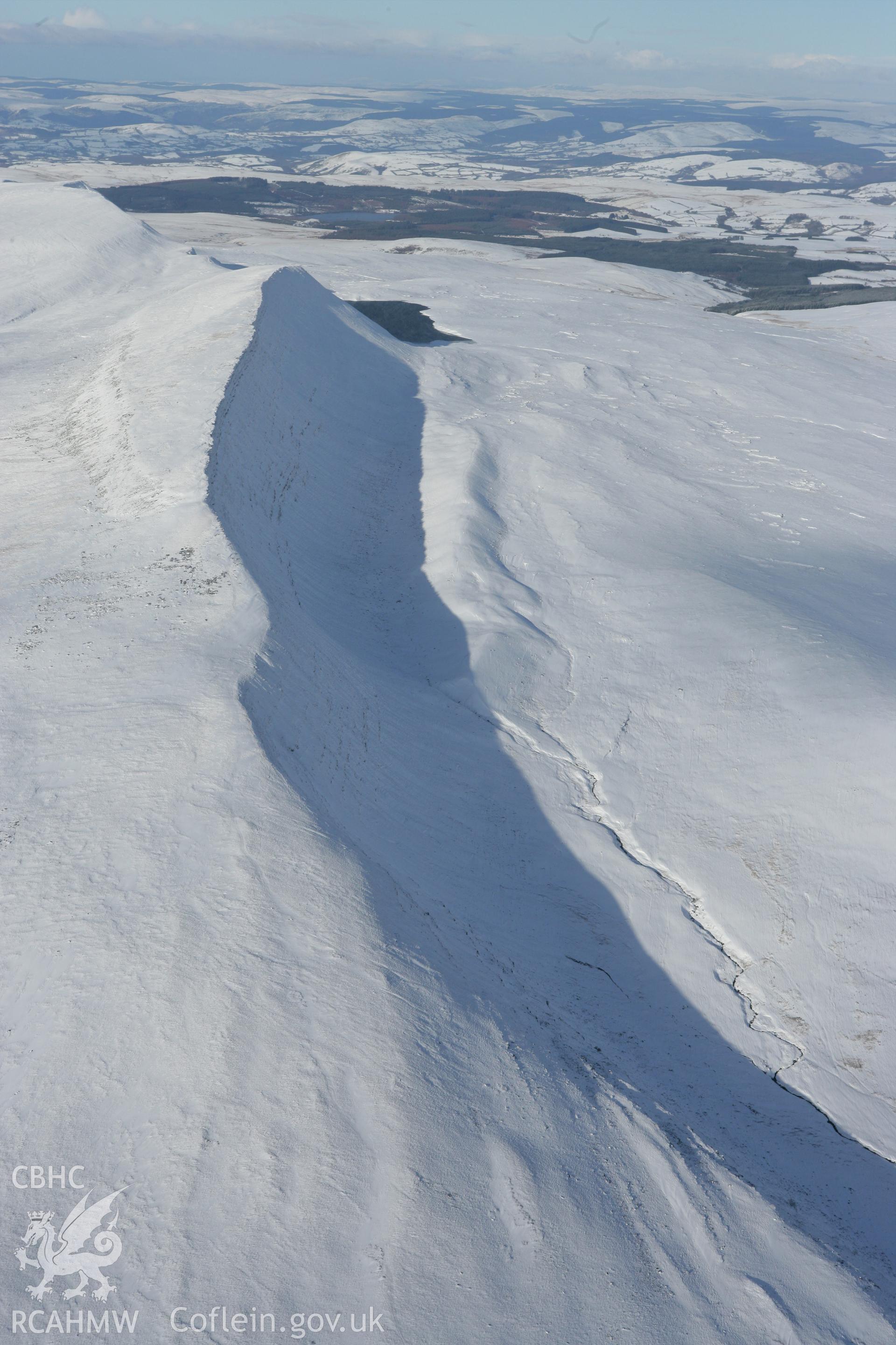 RCAHMW colour oblique photograph of Fan Hir, geological feature, looking north towards Llandovery. Taken by Toby Driver on 06/02/2009.