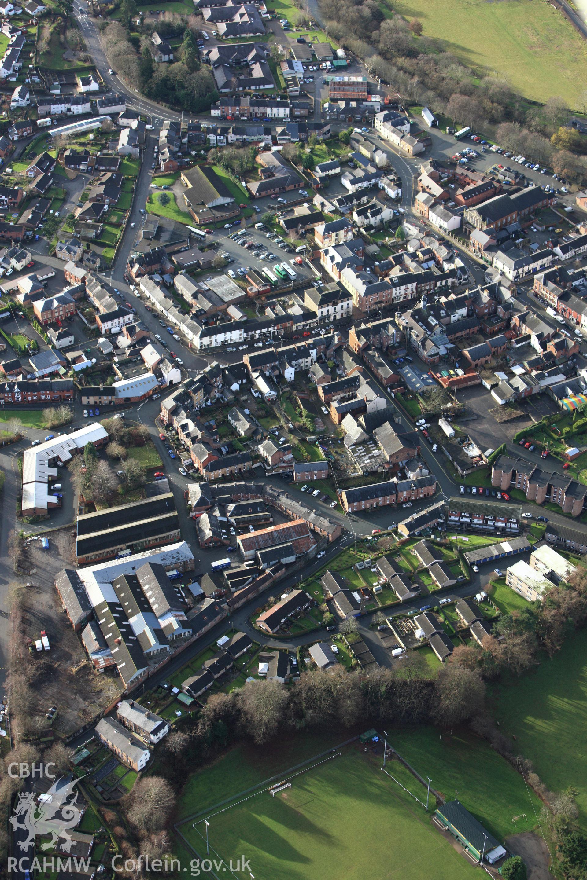 RCAHMW colour oblique aerial photograph of Llanidloes. Taken on 10 December 2009 by Toby Driver