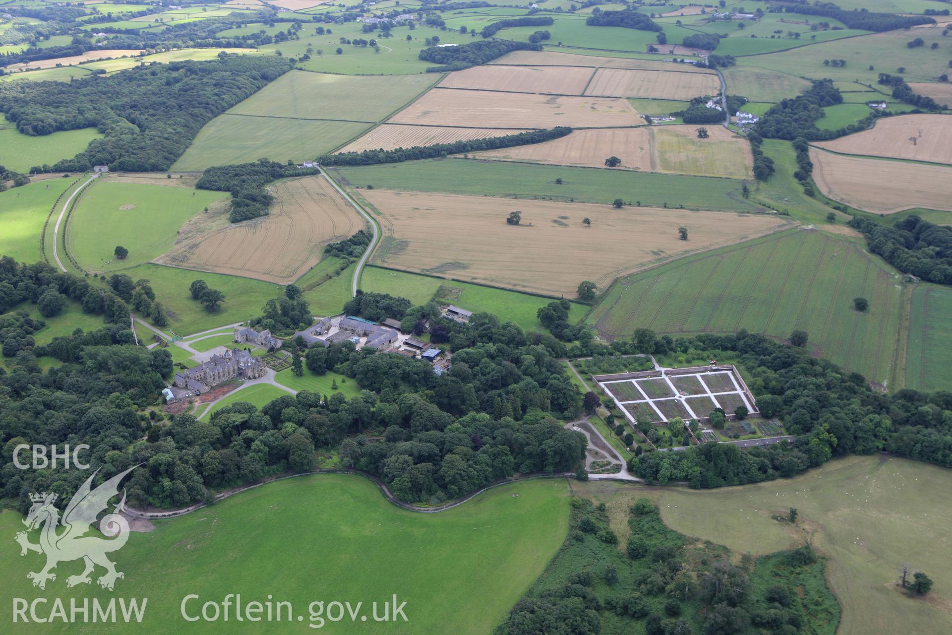 RCAHMW colour oblique aerial photograph of Mostyn Hall Main Block. Taken on 30 July 2009 by Toby Driver