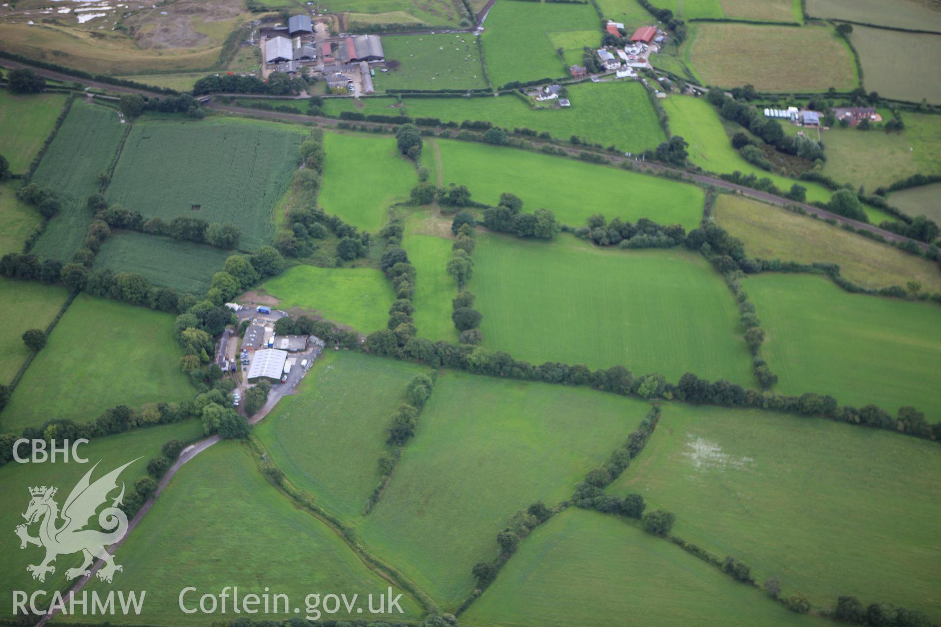 RCAHMW colour oblique aerial photograph of Wat's Dyke south of Rhos-y-Brwyner. Taken on 30 July 2009 by Toby Driver