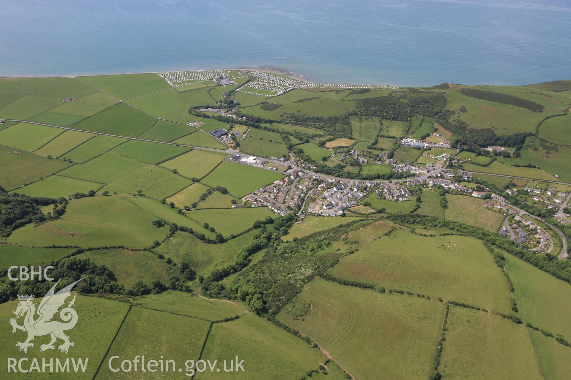 RCAHMW colour oblique aerial photograph of Llanrhystyd village Taken on 16 June 2009 by Toby Driver