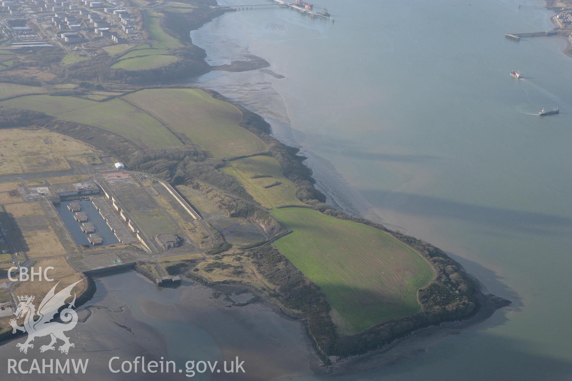 RCAHMW colour oblique photograph of Pembroke Power Station. Taken by Toby Driver on 11/02/2009.