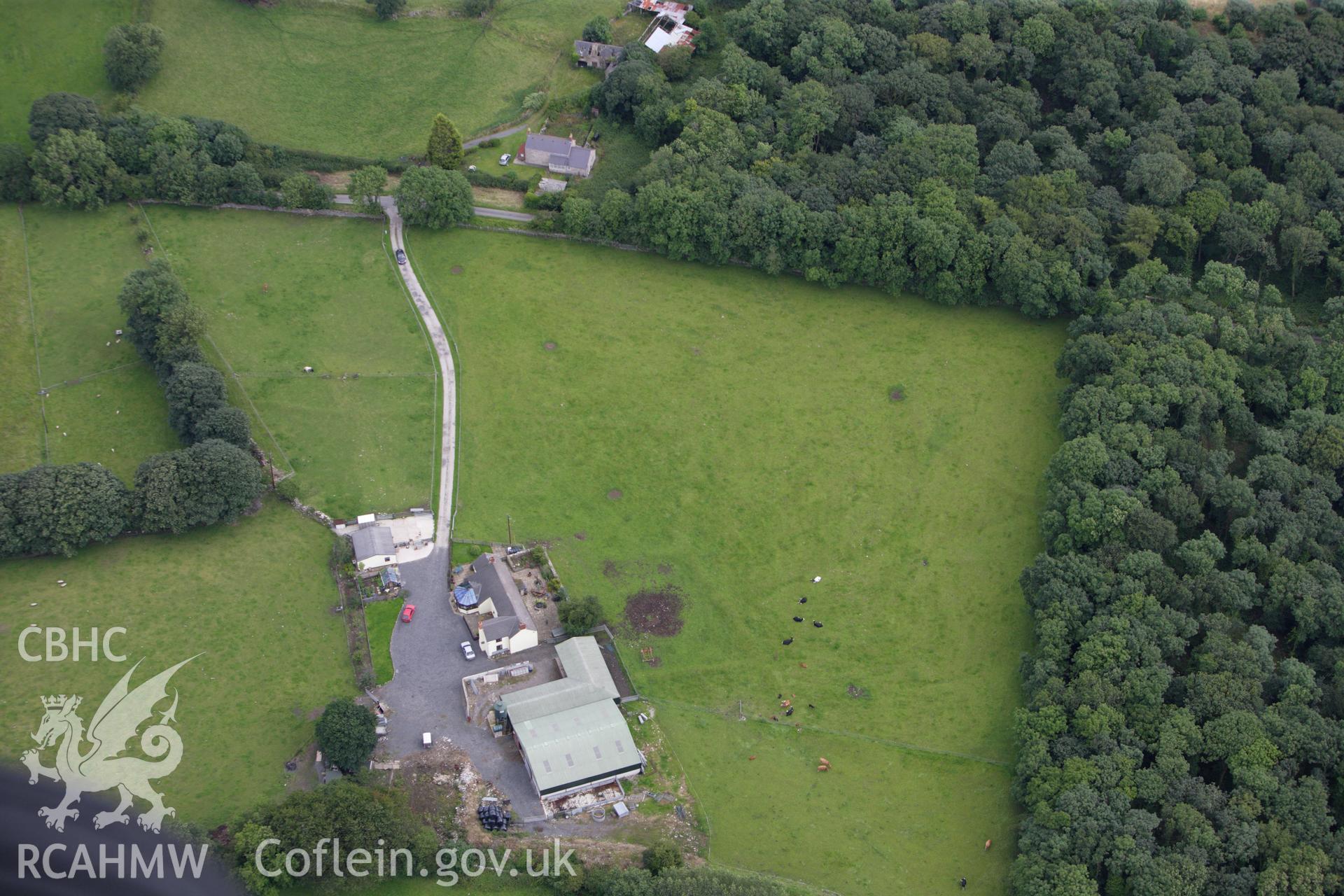 RCAHMW colour oblique aerial photograph of earthworks Hen Gaerwys Deserted Village. Taken on 30 July 2009 by Toby Driver