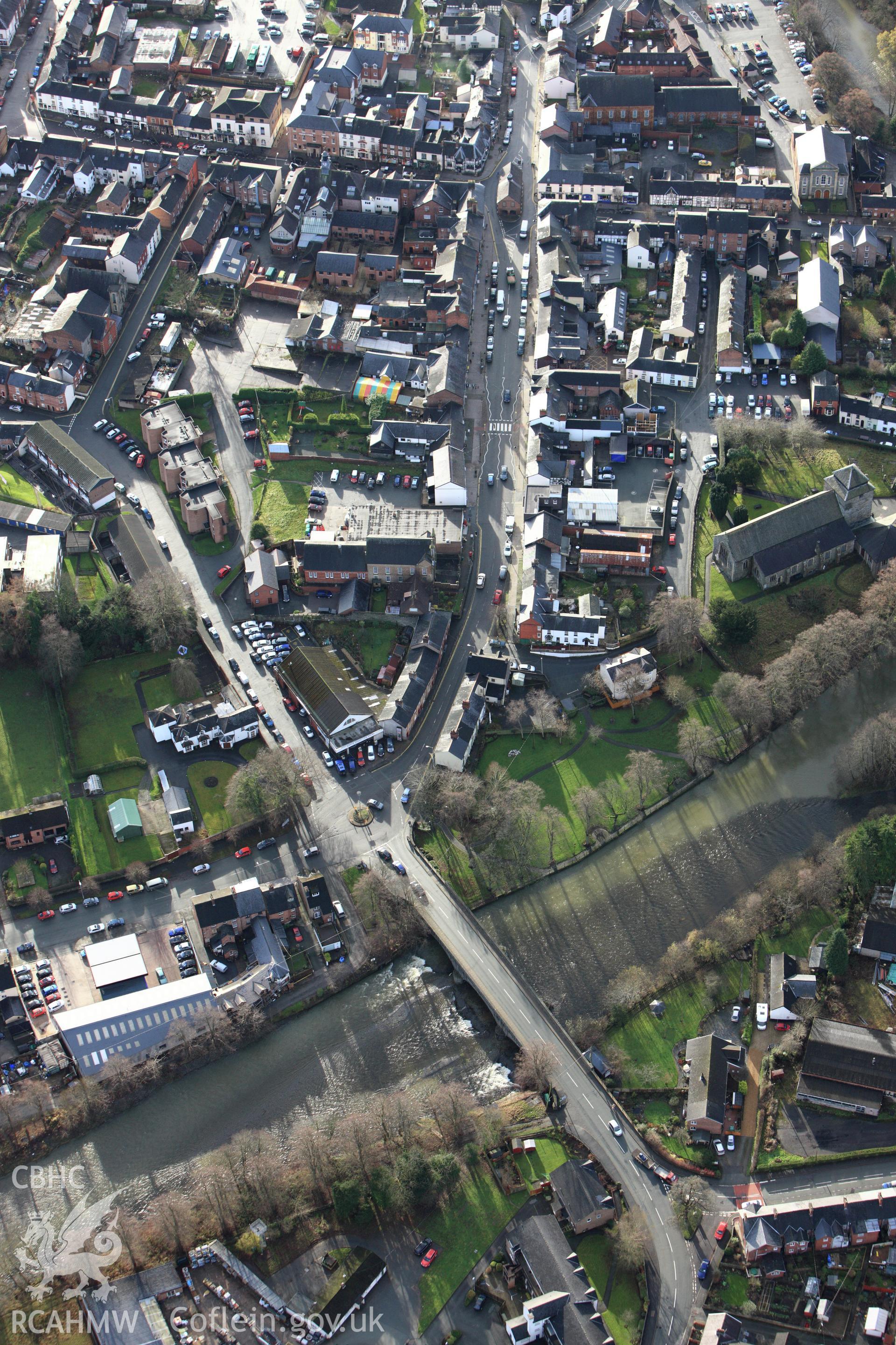 RCAHMW colour oblique aerial photograph of Llanidloes. Taken on 10 December 2009 by Toby Driver