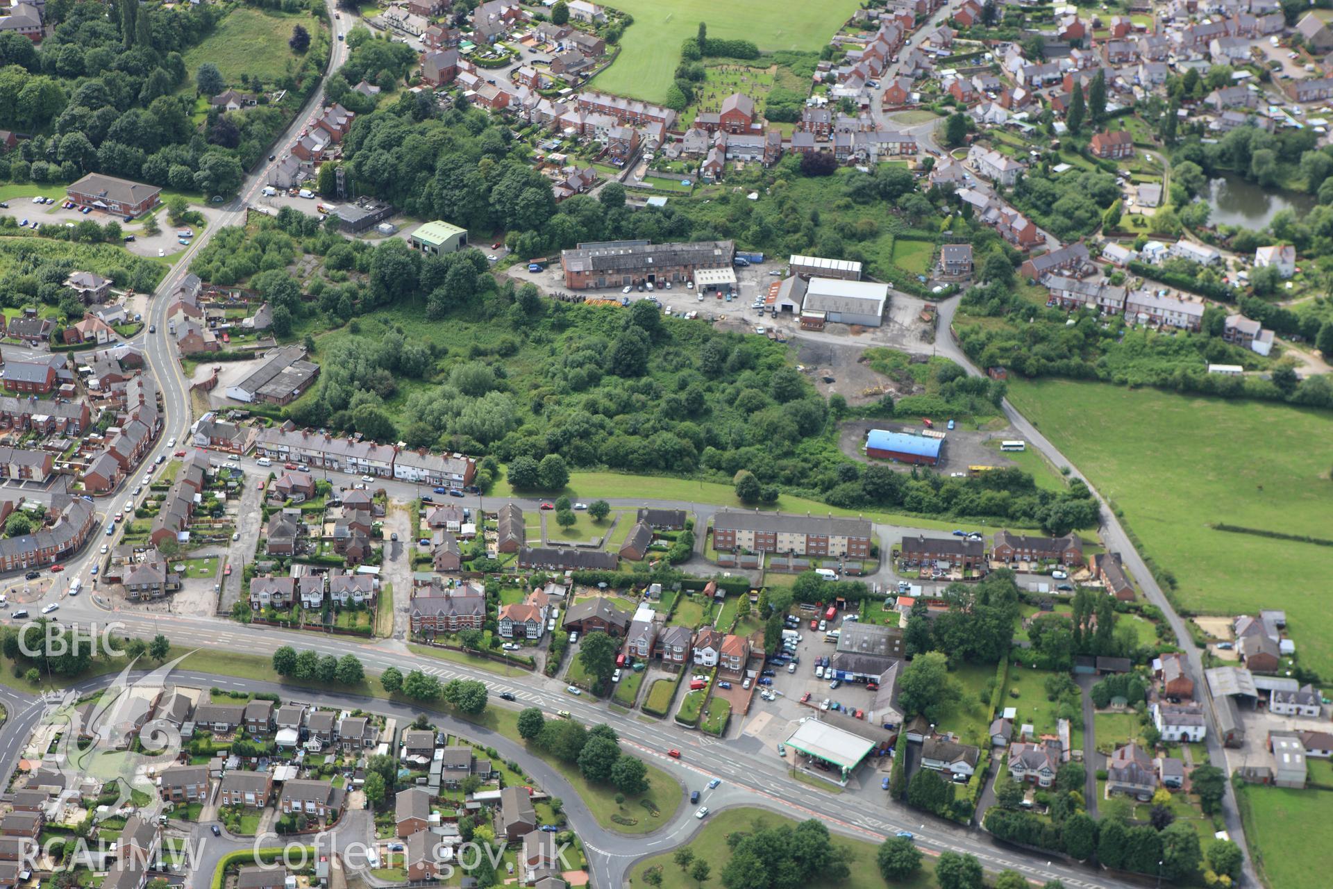 RCAHMW colour oblique aerial photograph of a section of Offa's Dyke south of Aberderfyn Road. Taken on 08 July 2009 by Toby Driver