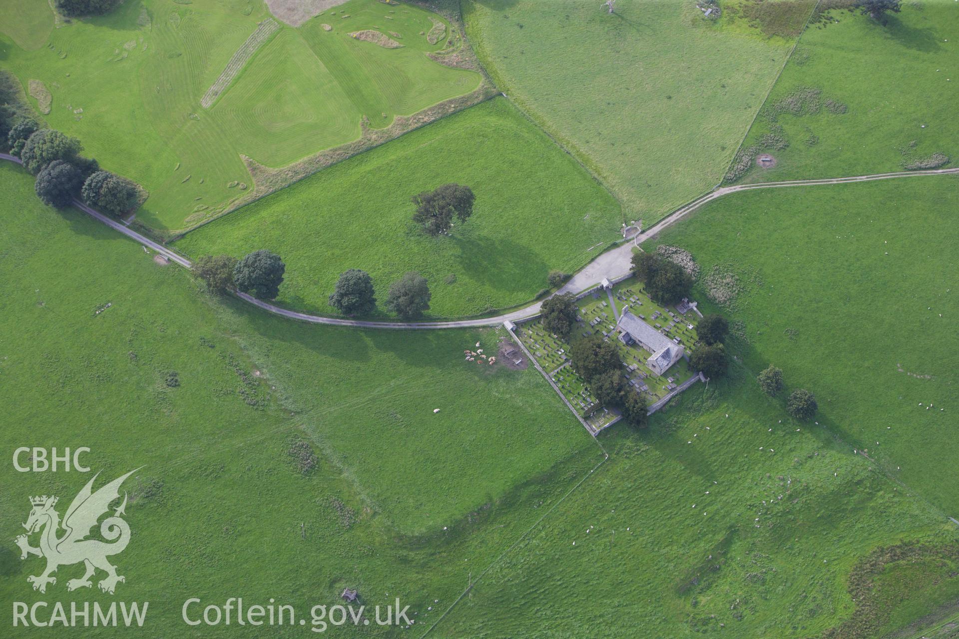 RCAHMW colour oblique aerial photograph of Kanovium (or Canovium) Roman Military Settlement at Caerhun. Taken on 06 August 2009 by Toby Driver