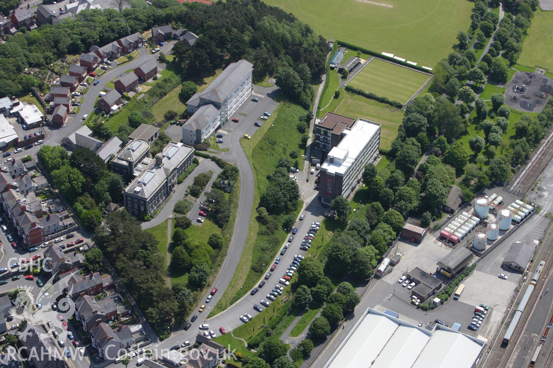 RCAHMW colour oblique aerial photograph of Crown Building, Plas Crug, Aberystwyth. Taken on 02 June 2009 by Toby Driver