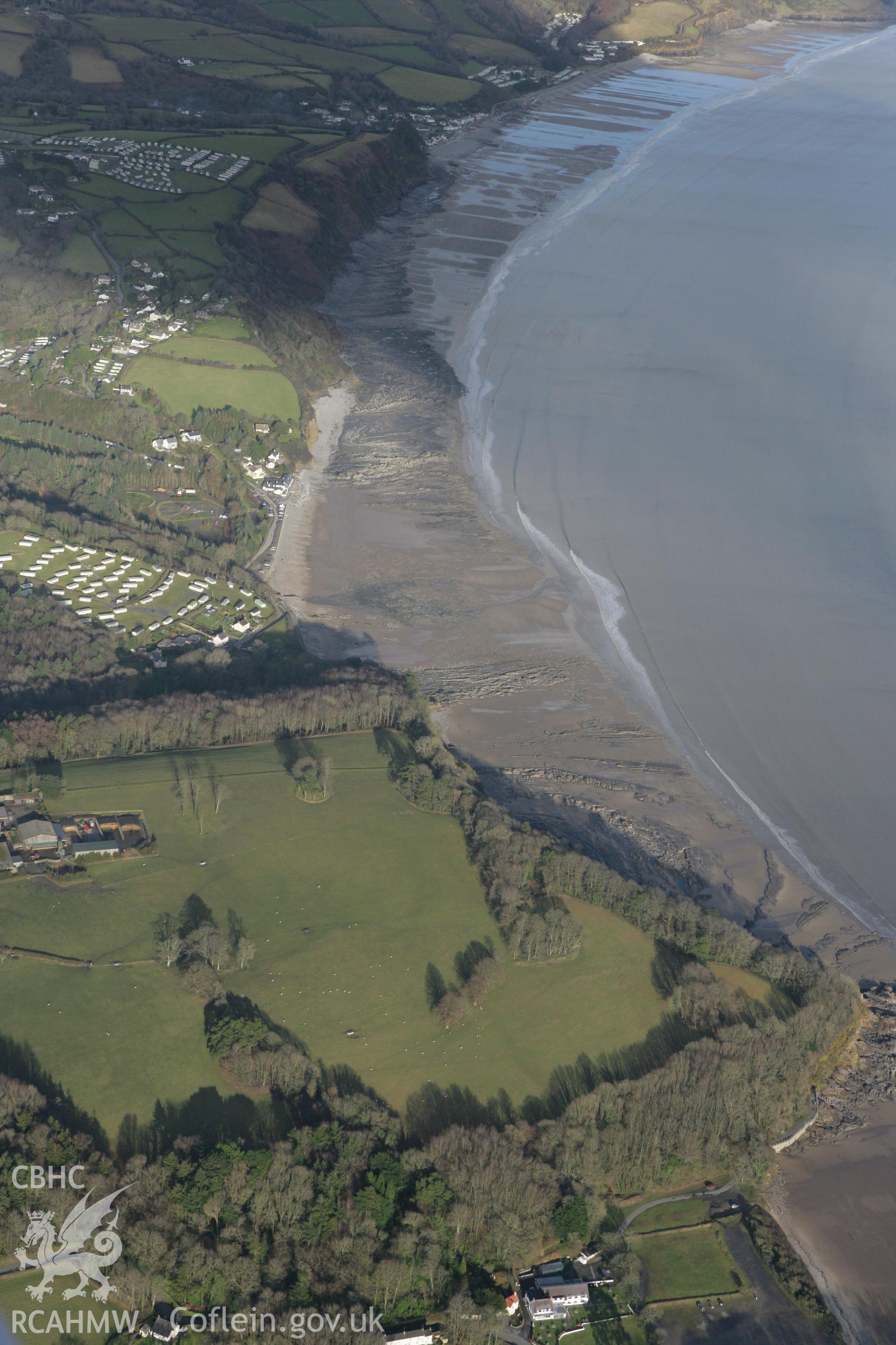 RCAHMW colour oblique photograph of Coppet Hall landscape looking east. Taken by Toby Driver on 11/02/2009.