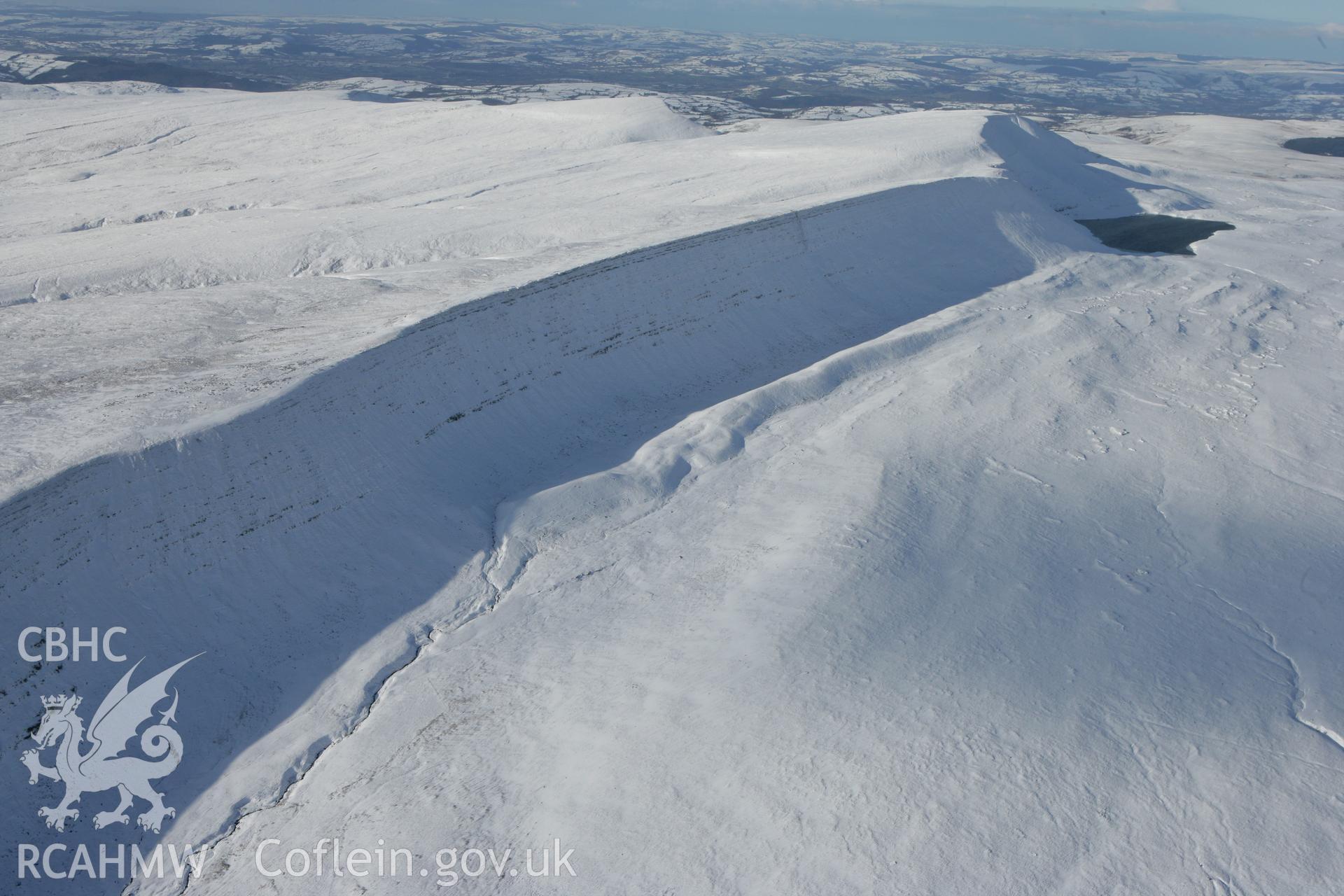 RCAHMW colour oblique photograph of Fan Hir, geological feature, looking north towards Llandovery. Taken by Toby Driver on 06/02/2009.