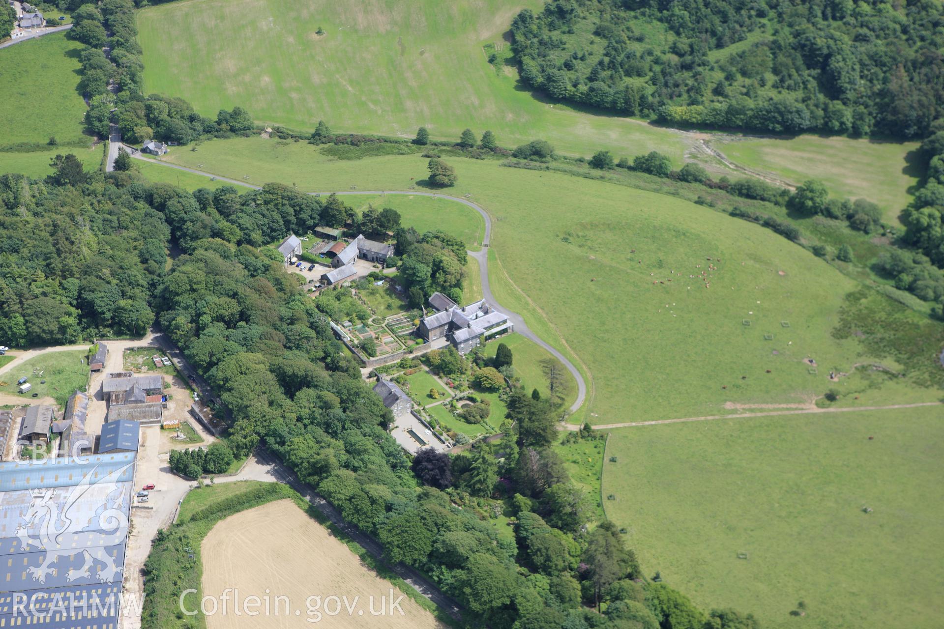 RCAHMW colour oblique aerial photograph of Nanhoron house and garden, Botwnnog. Taken on 16 June 2009 by Toby Driver