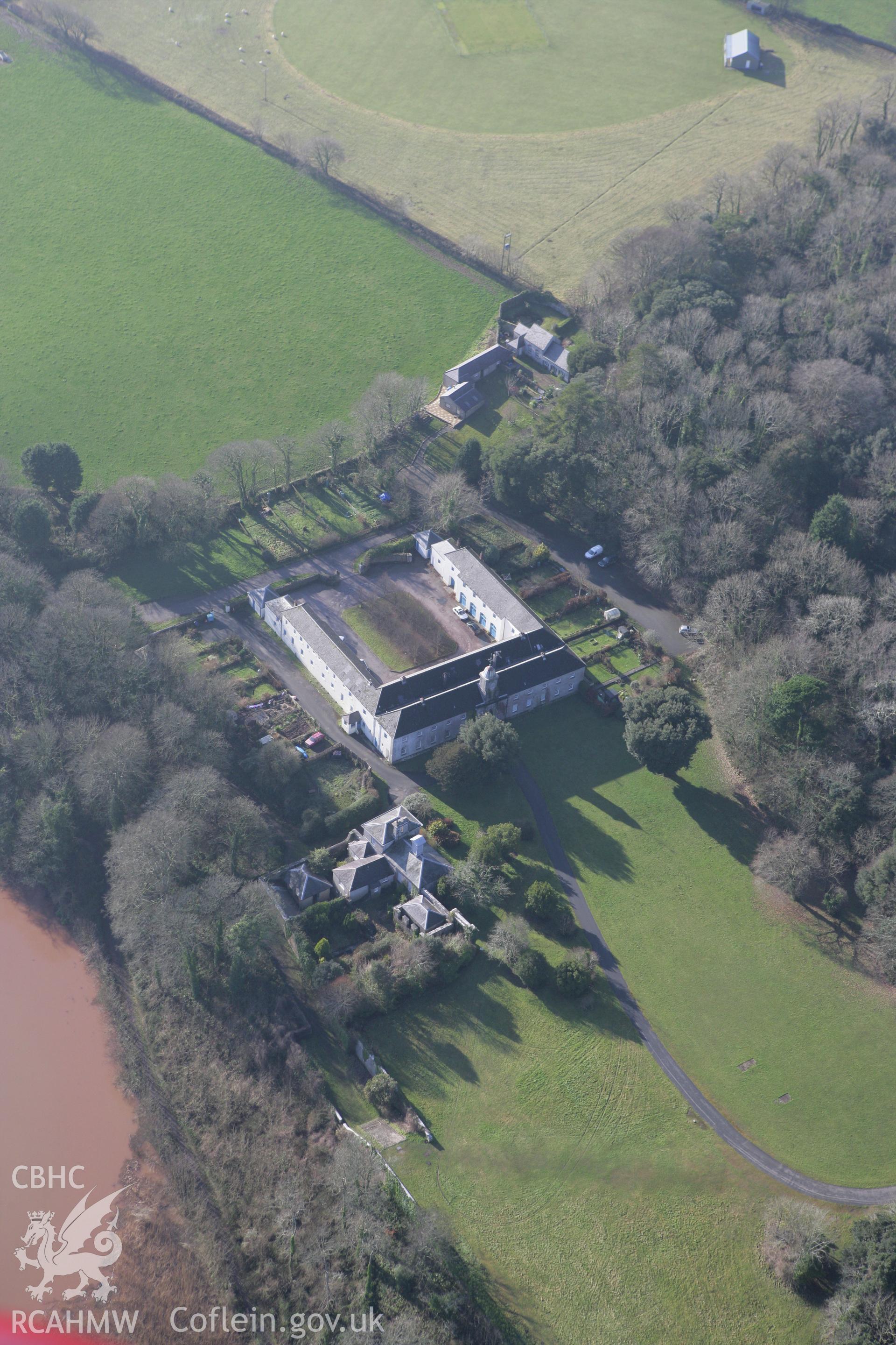 RCAHMW colour oblique aerial photograph of Stackpole Court Garden. Taken on 28 January 2009 by Toby Driver