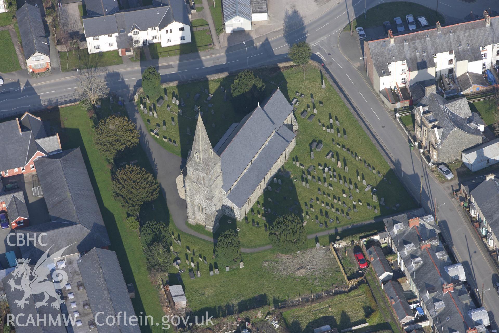 RCAHMW colour oblique photograph of Christ Church, Bala. Taken by Toby Driver on 18/03/2009.